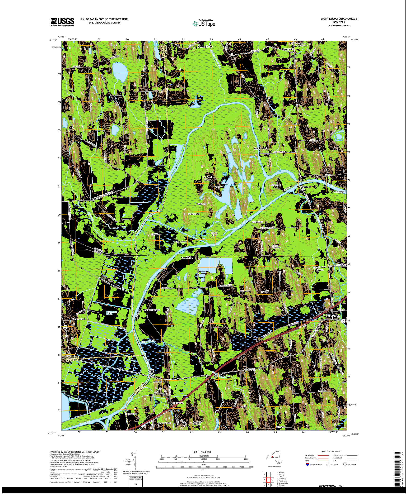 USGS US TOPO 7.5-MINUTE MAP FOR MONTEZUMA, NY 2019