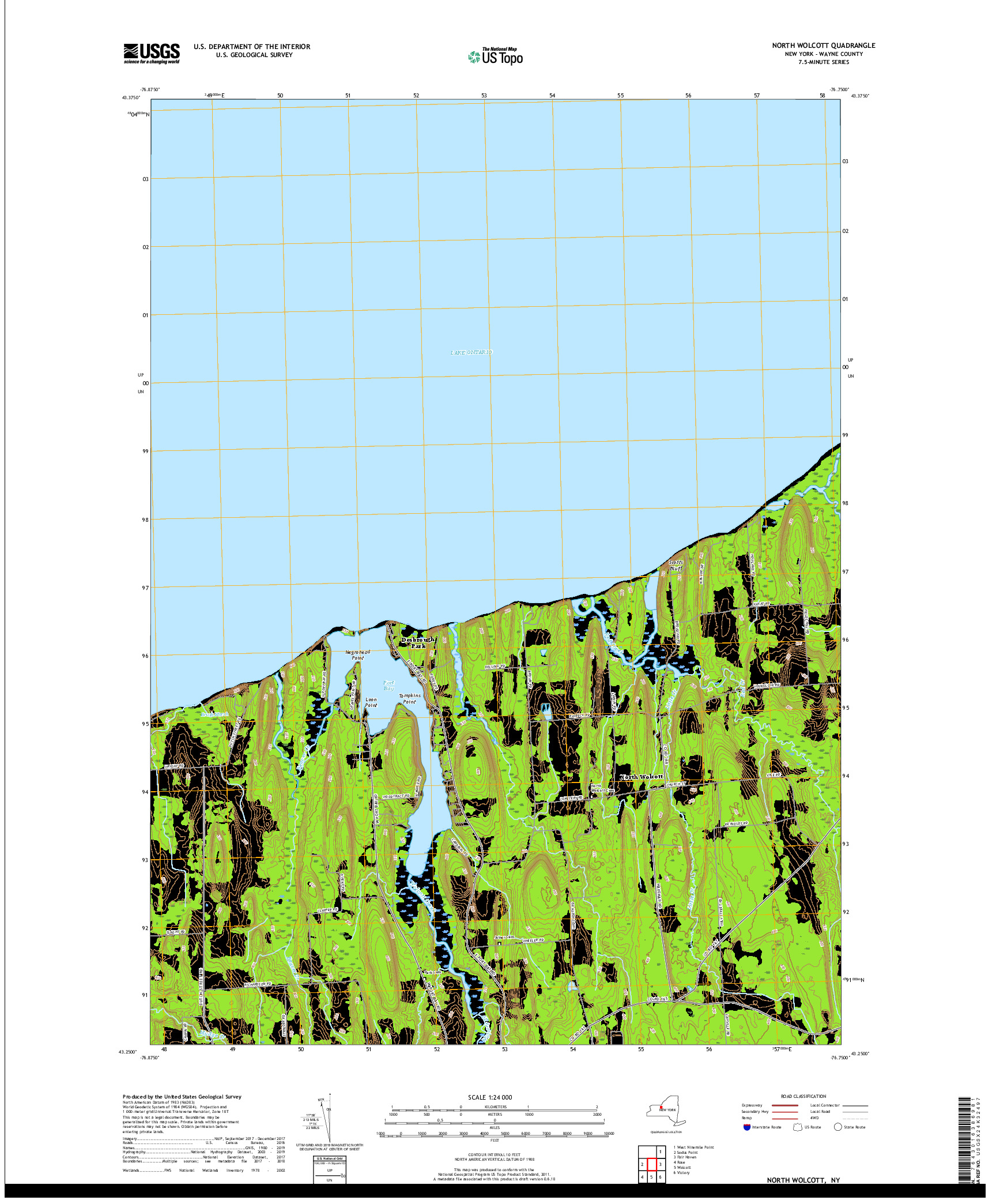 USGS US TOPO 7.5-MINUTE MAP FOR NORTH WOLCOTT, NY 2019