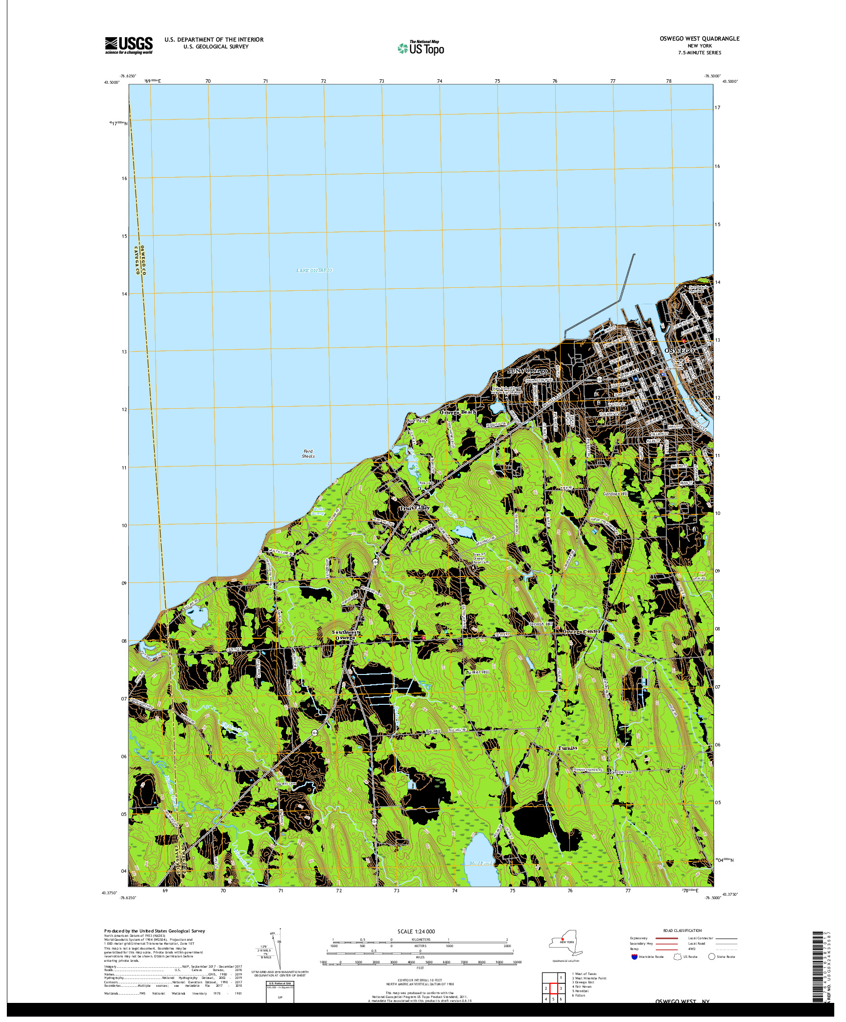 USGS US TOPO 7.5-MINUTE MAP FOR OSWEGO WEST, NY 2019