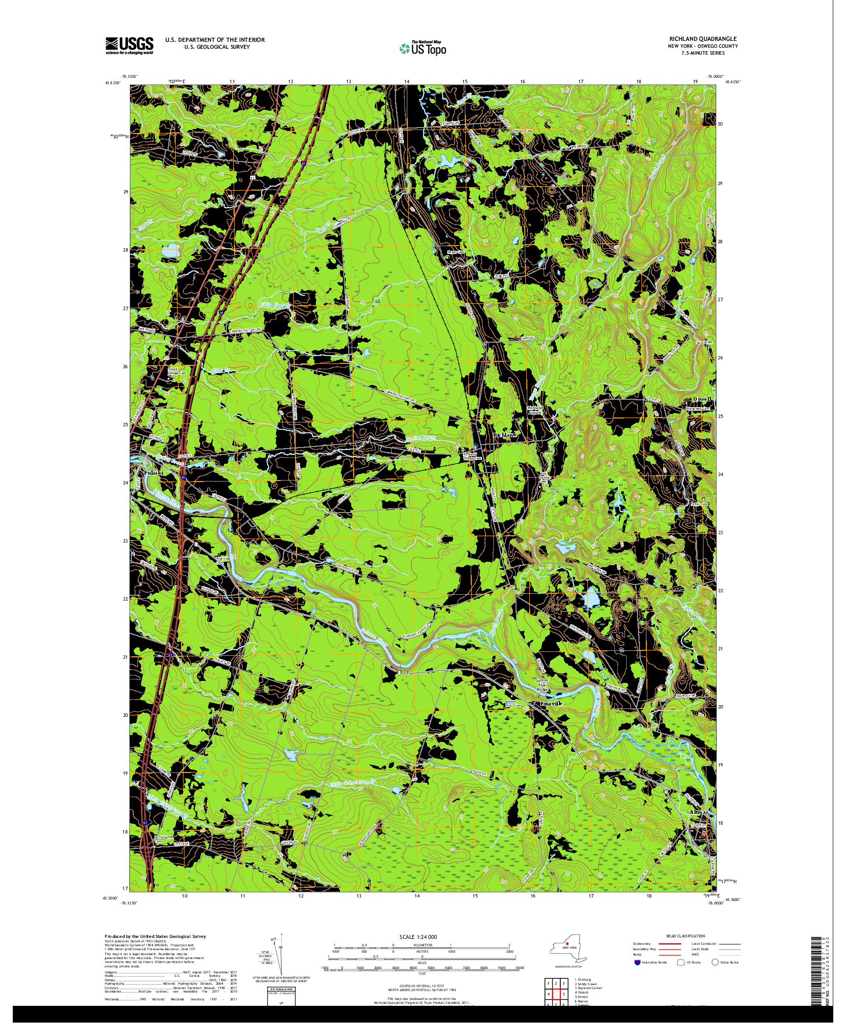 USGS US TOPO 7.5-MINUTE MAP FOR RICHLAND, NY 2019