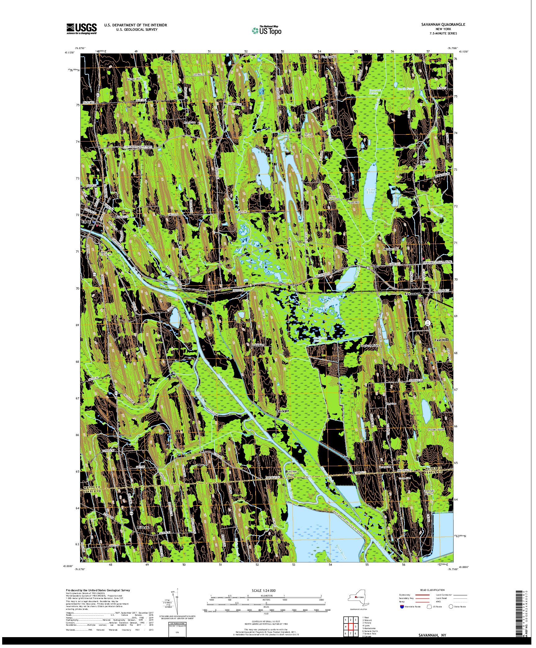 USGS US TOPO 7.5-MINUTE MAP FOR SAVANNAH, NY 2019