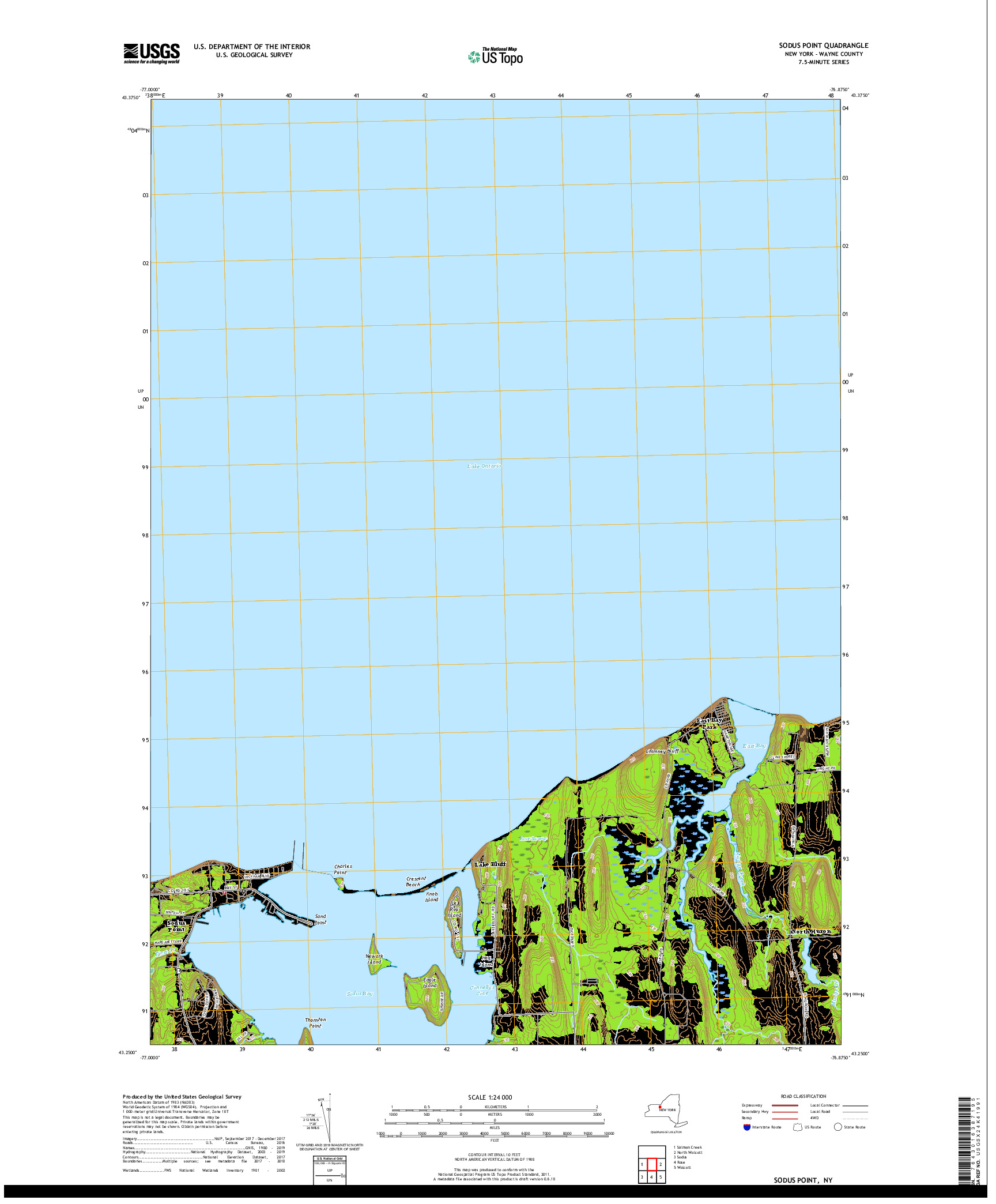 USGS US TOPO 7.5-MINUTE MAP FOR SODUS POINT, NY 2019