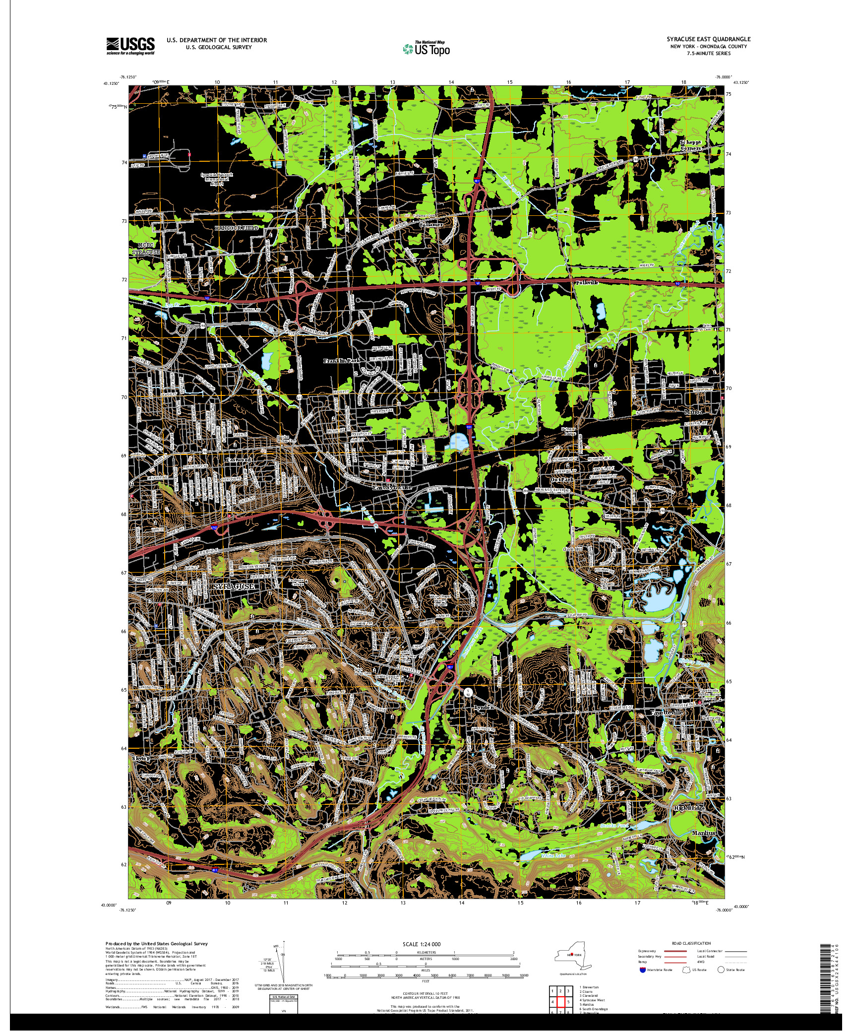 USGS US TOPO 7.5-MINUTE MAP FOR SYRACUSE EAST, NY 2019