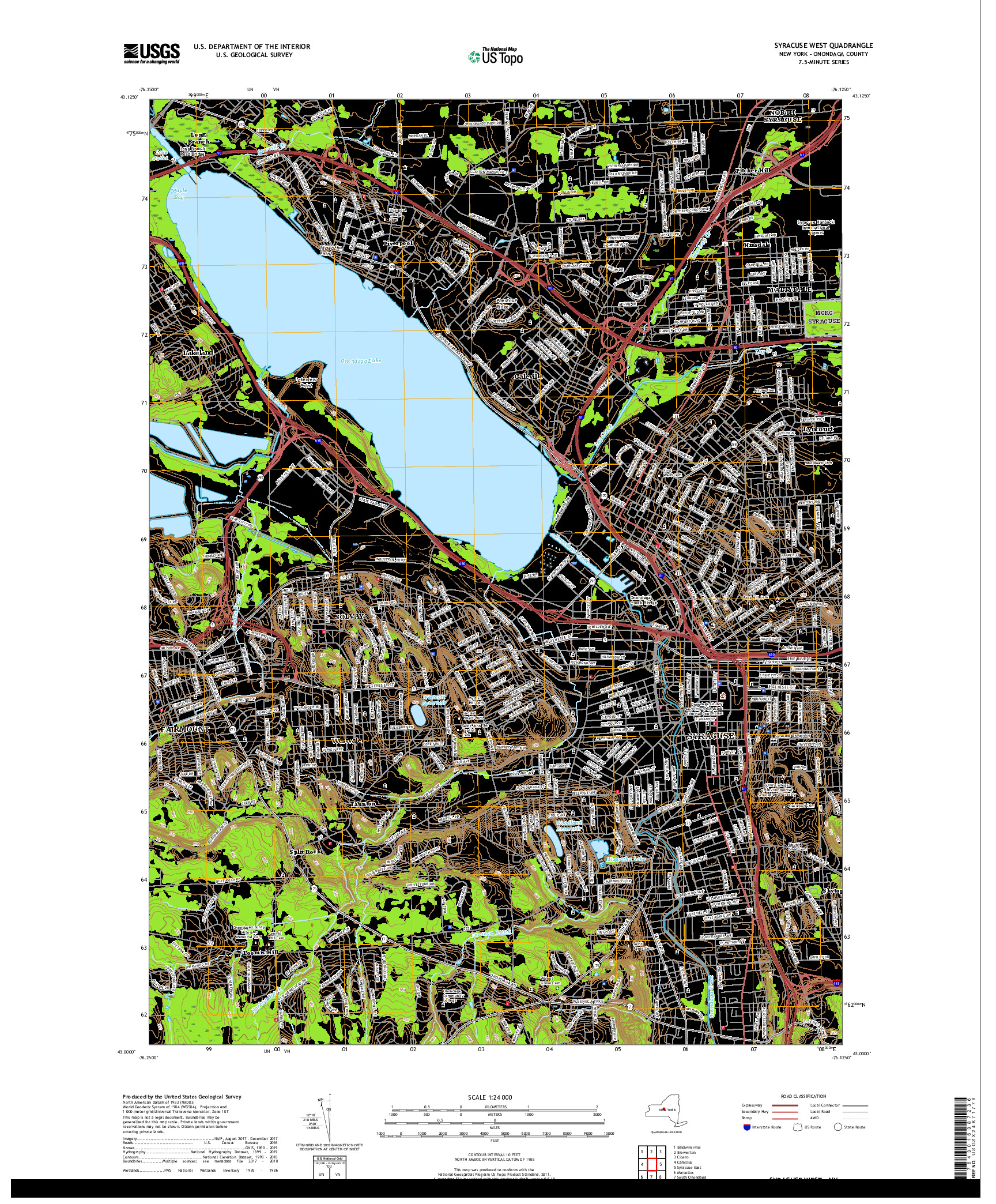 USGS US TOPO 7.5-MINUTE MAP FOR SYRACUSE WEST, NY 2019