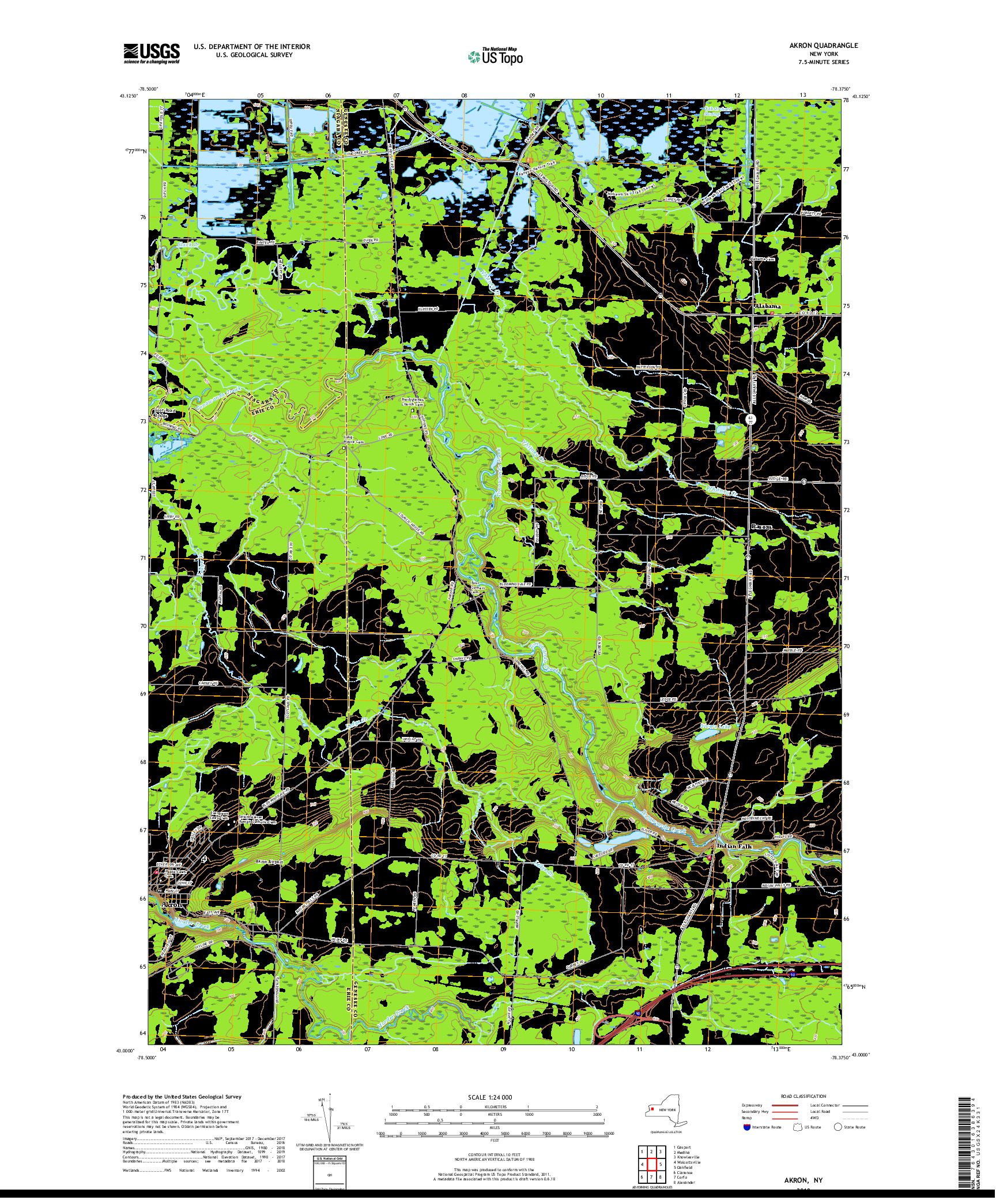 USGS US TOPO 7.5-MINUTE MAP FOR AKRON, NY 2019