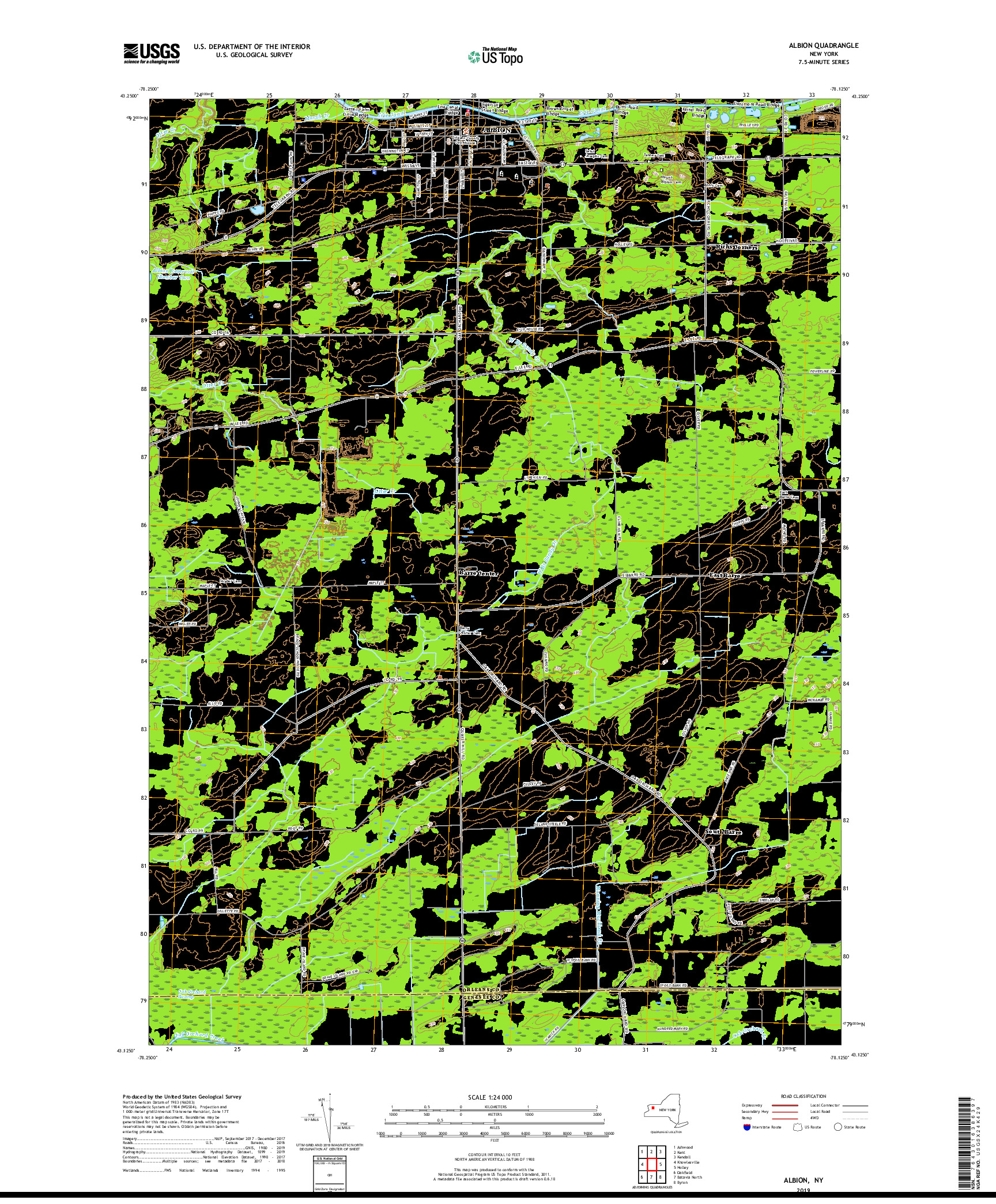 USGS US TOPO 7.5-MINUTE MAP FOR ALBION, NY 2019