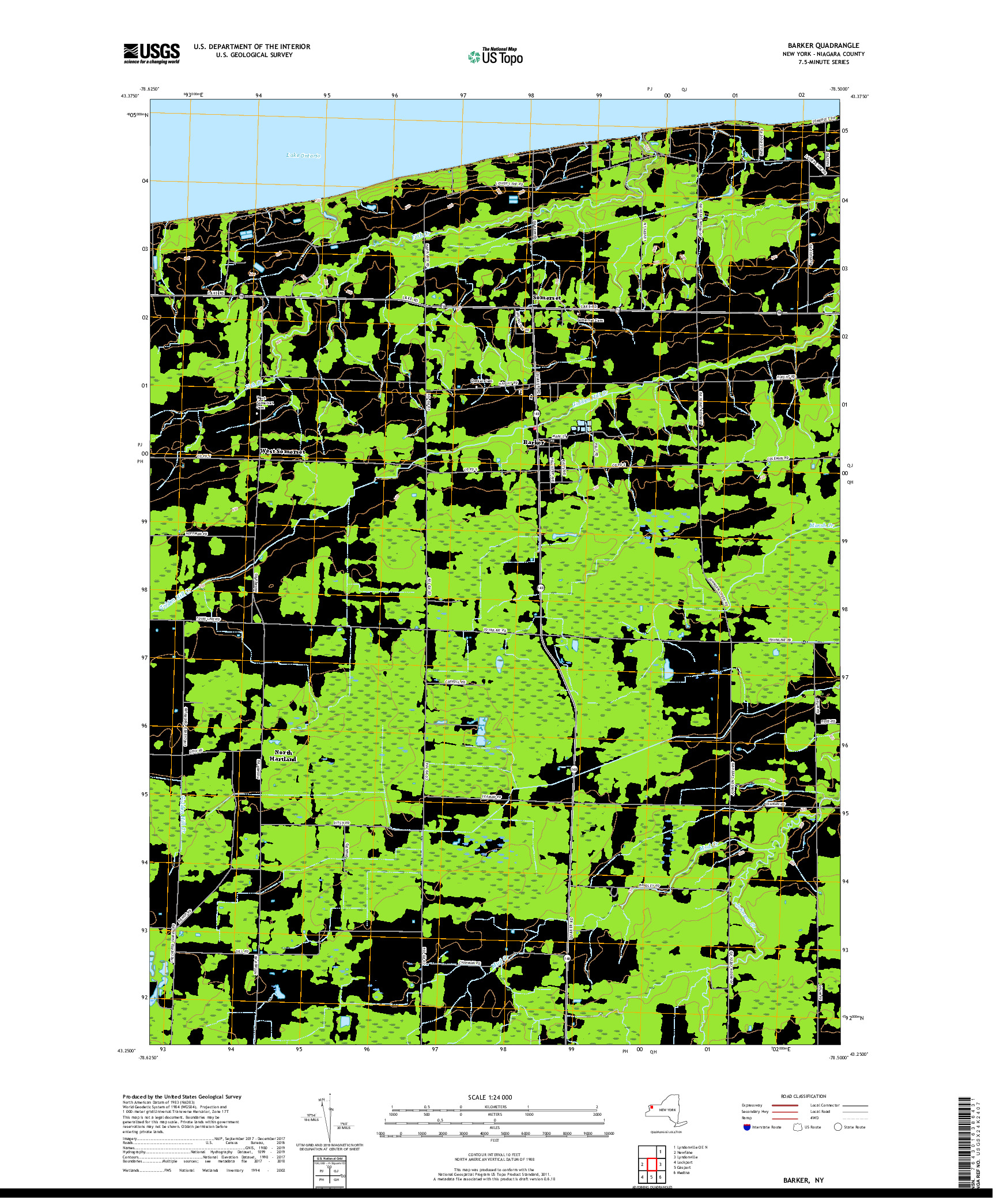 USGS US TOPO 7.5-MINUTE MAP FOR BARKER, NY 2019