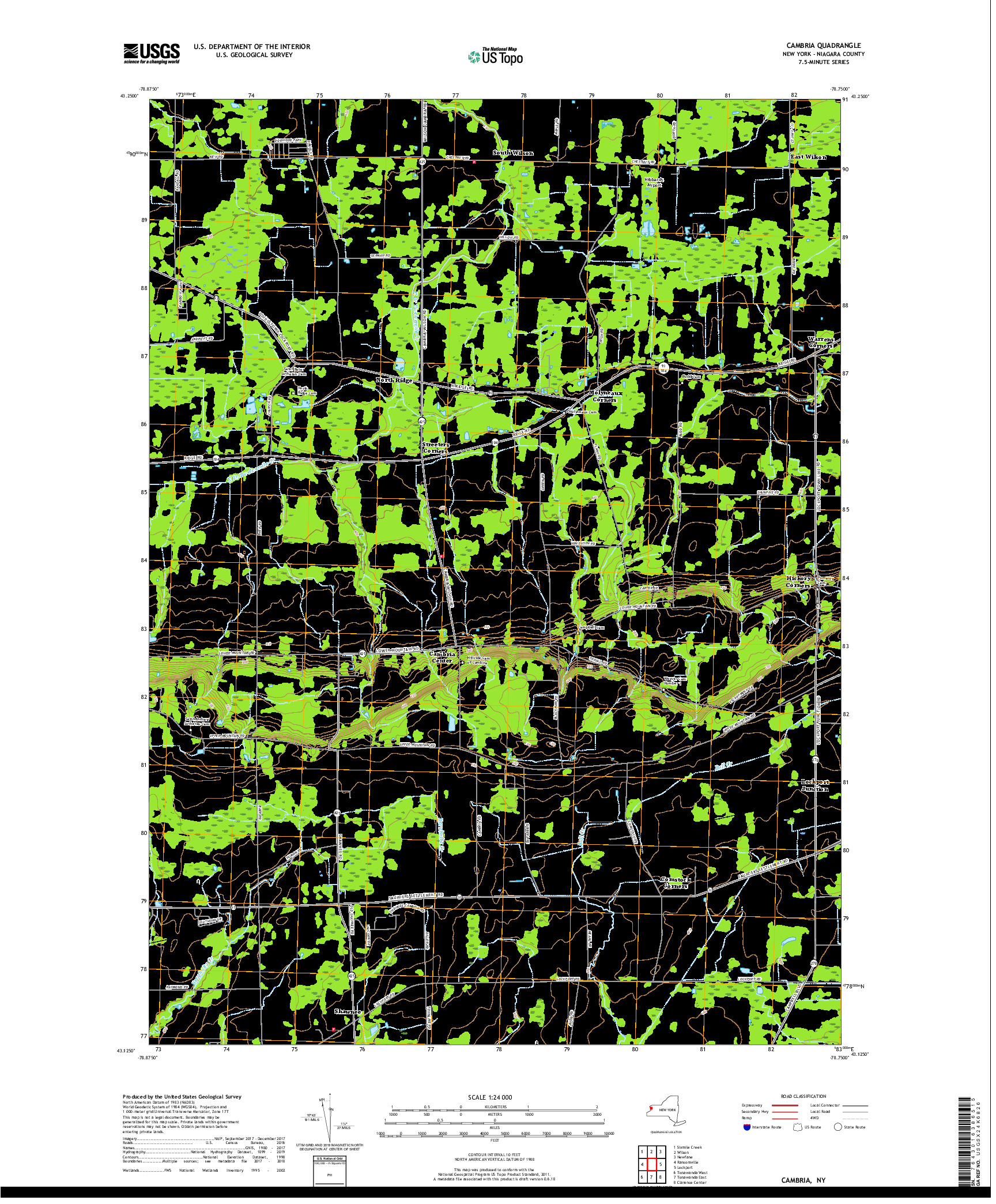 USGS US TOPO 7.5-MINUTE MAP FOR CAMBRIA, NY 2019