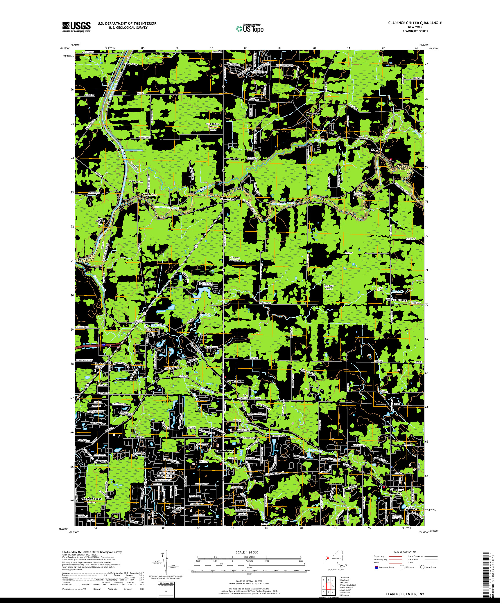 USGS US TOPO 7.5-MINUTE MAP FOR CLARENCE CENTER, NY 2019