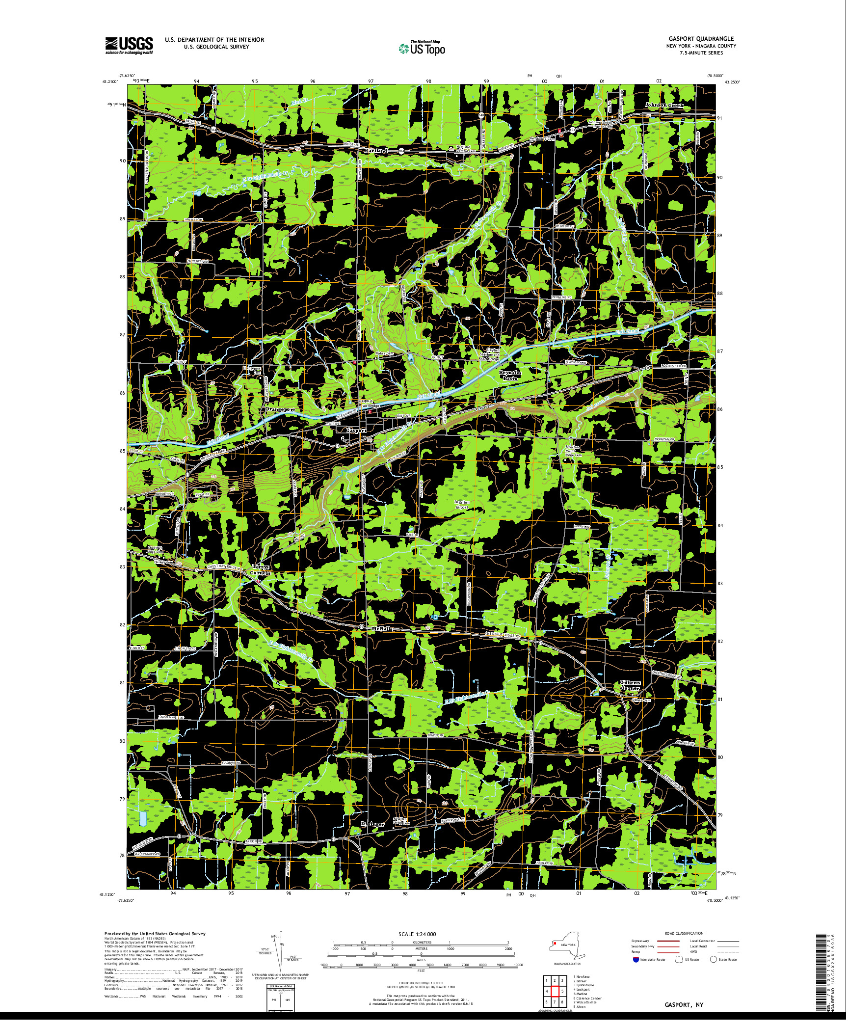 USGS US TOPO 7.5-MINUTE MAP FOR GASPORT, NY 2019