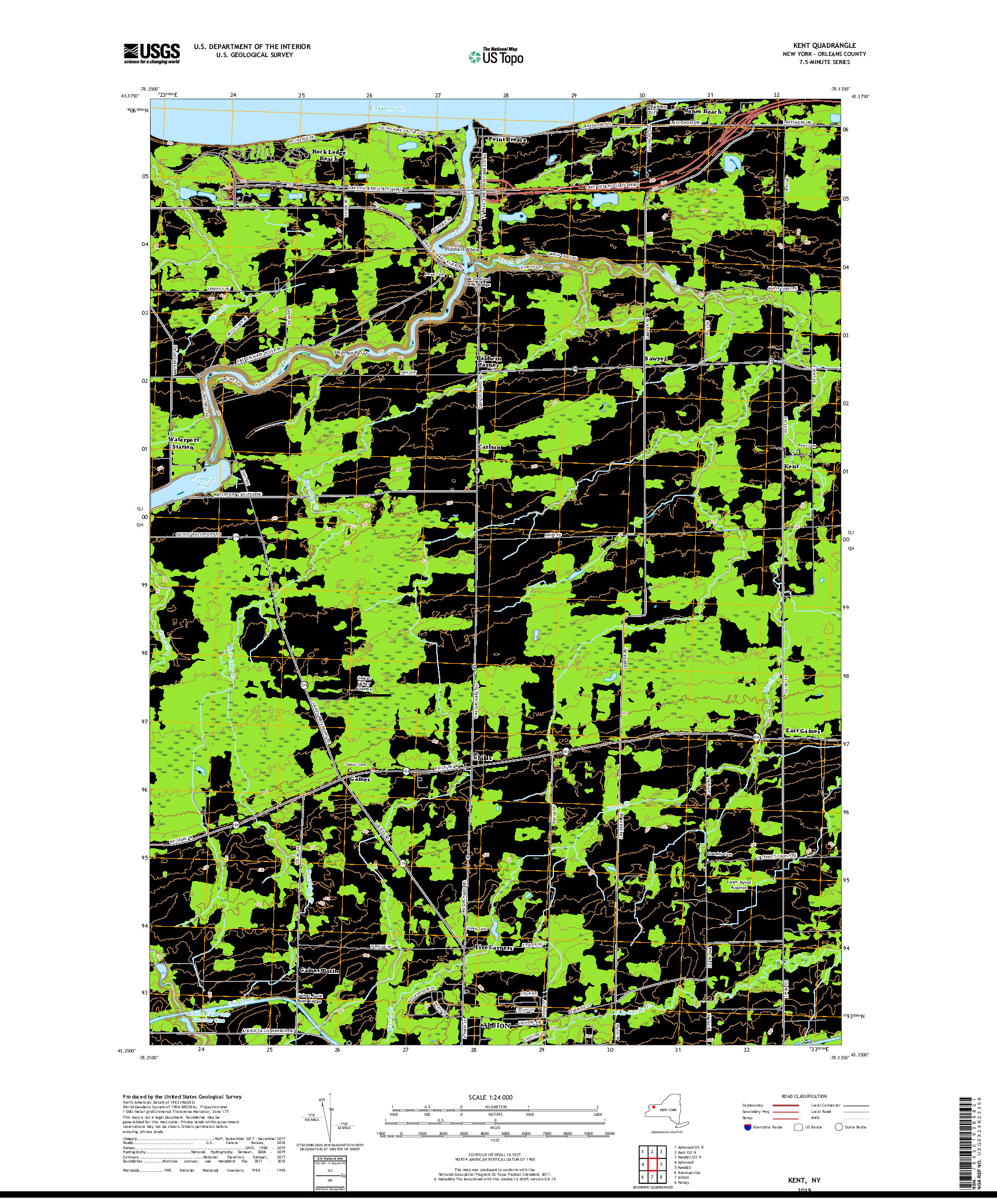 USGS US TOPO 7.5-MINUTE MAP FOR KENT, NY 2019