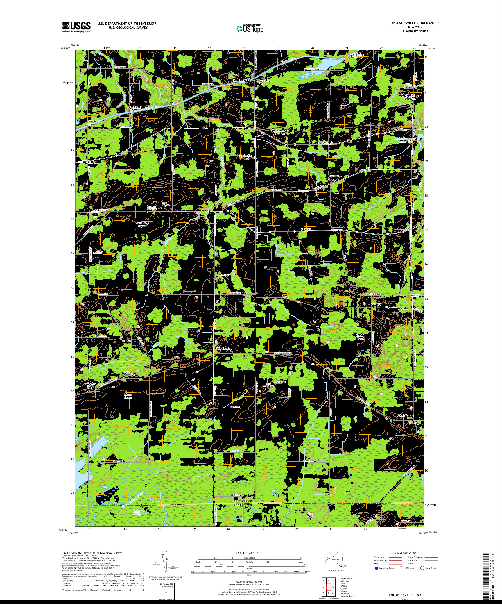 USGS US TOPO 7.5-MINUTE MAP FOR KNOWLESVILLE, NY 2019