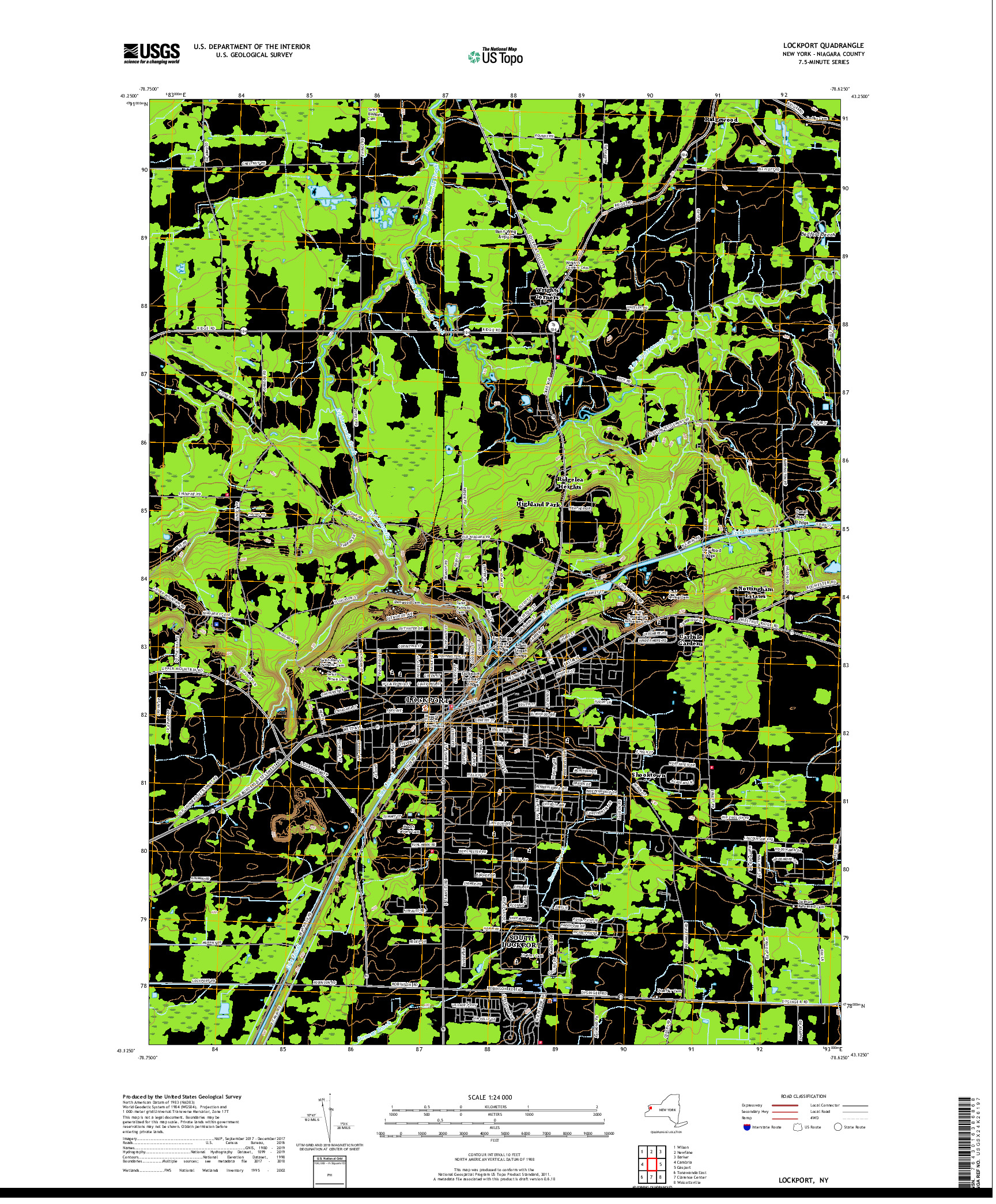 USGS US TOPO 7.5-MINUTE MAP FOR LOCKPORT, NY 2019