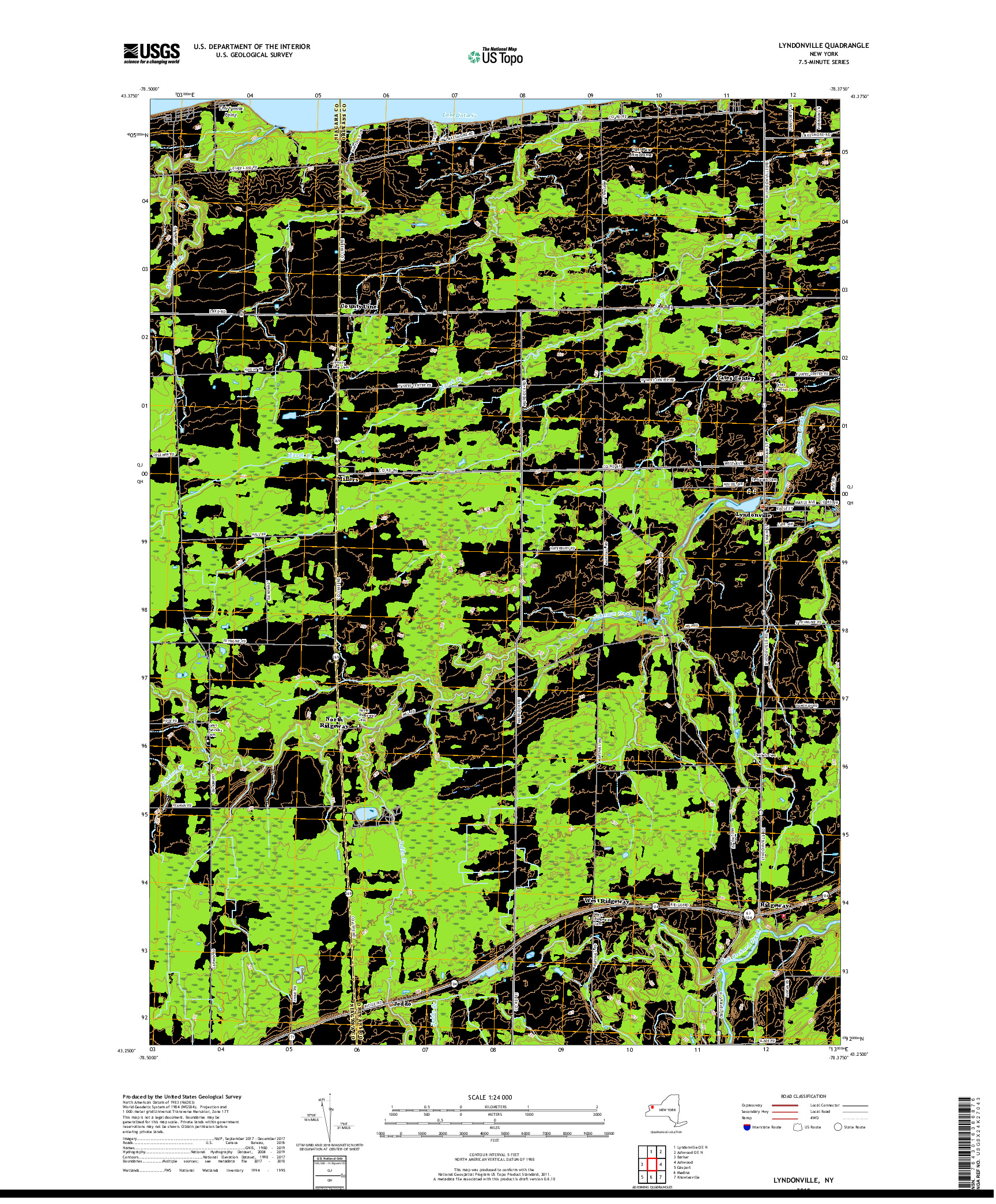 USGS US TOPO 7.5-MINUTE MAP FOR LYNDONVILLE, NY 2019