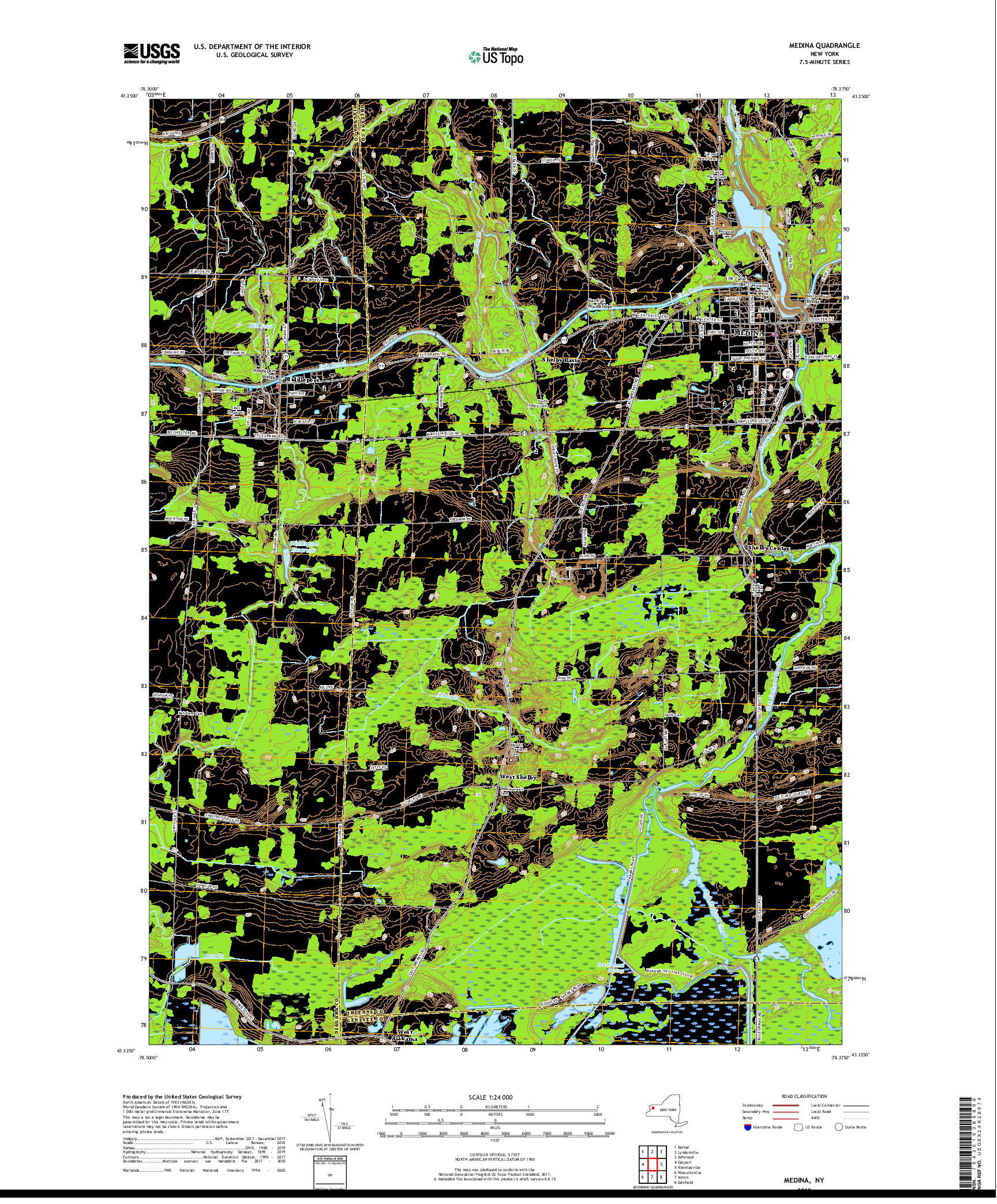 USGS US TOPO 7.5-MINUTE MAP FOR MEDINA, NY 2019