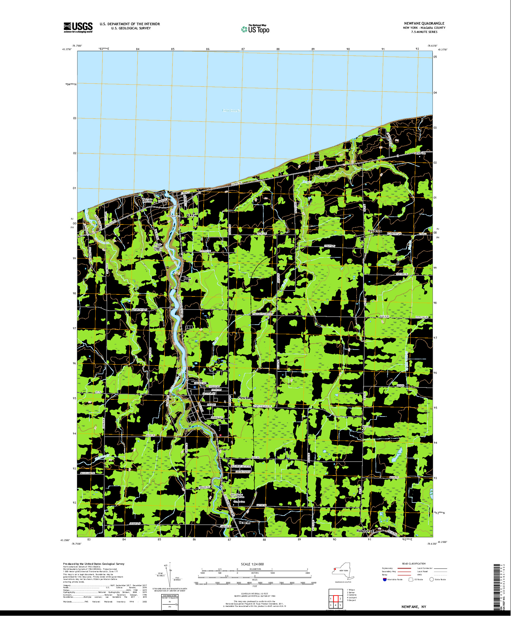 USGS US TOPO 7.5-MINUTE MAP FOR NEWFANE, NY 2019