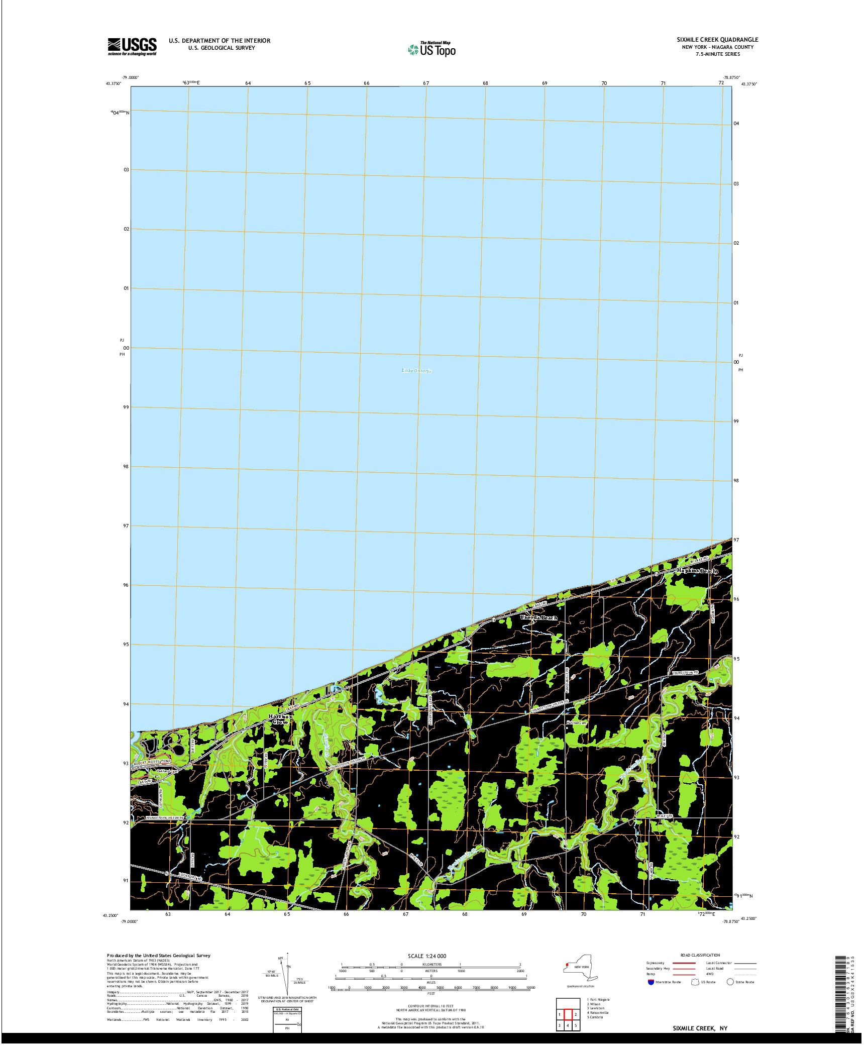 USGS US TOPO 7.5-MINUTE MAP FOR SIXMILE CREEK, NY 2019