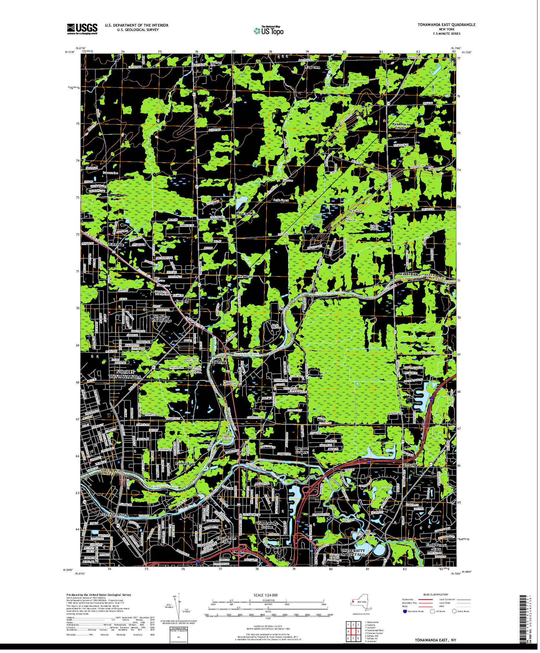 USGS US TOPO 7.5-MINUTE MAP FOR TONAWANDA EAST, NY 2019