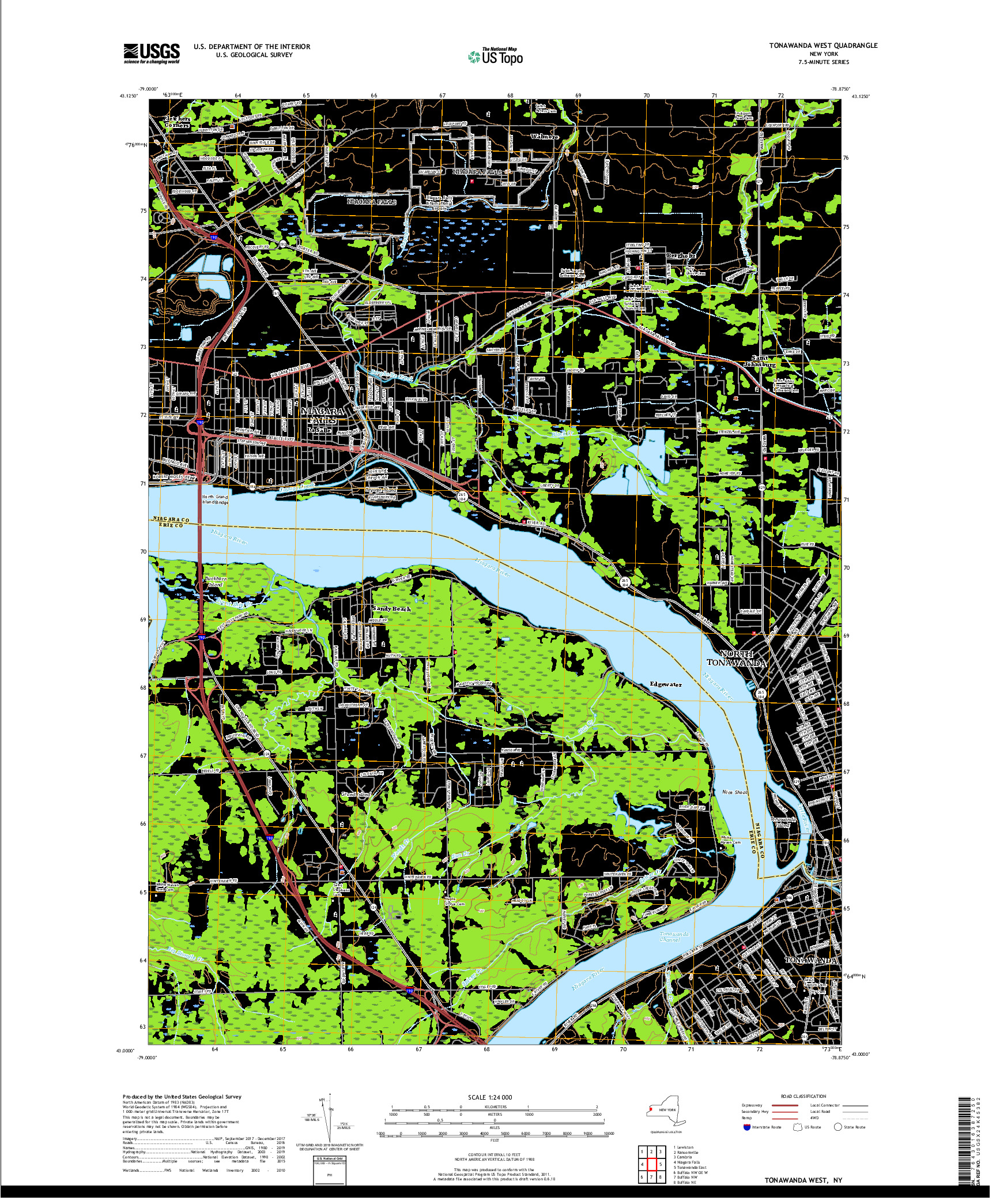 USGS US TOPO 7.5-MINUTE MAP FOR TONAWANDA WEST, NY 2019