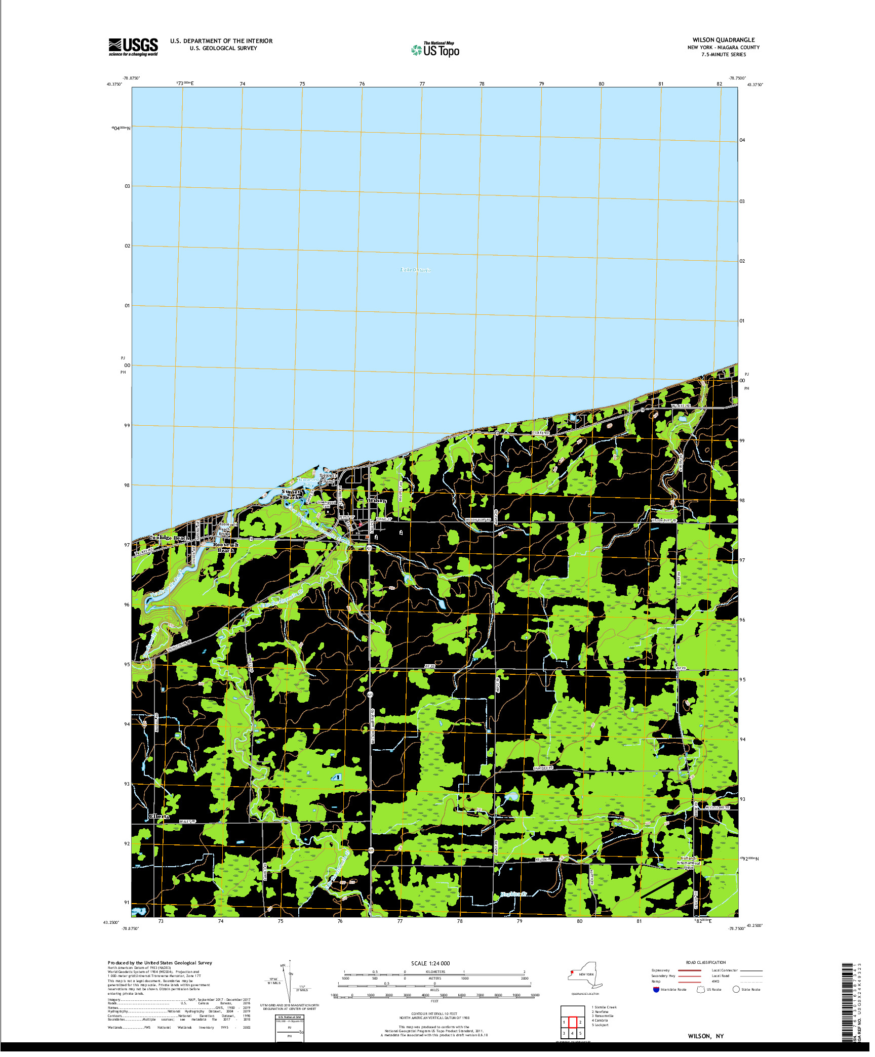 USGS US TOPO 7.5-MINUTE MAP FOR WILSON, NY 2019