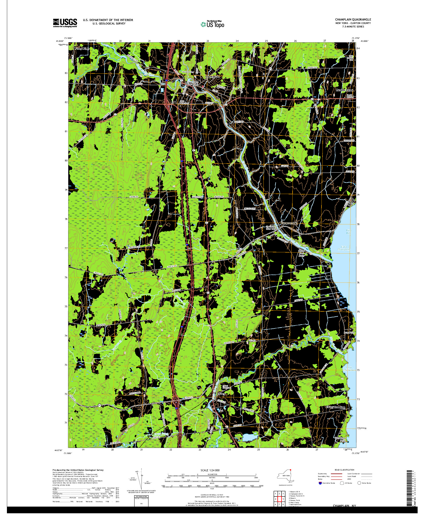 USGS US TOPO 7.5-MINUTE MAP FOR CHAMPLAIN, NY 2019