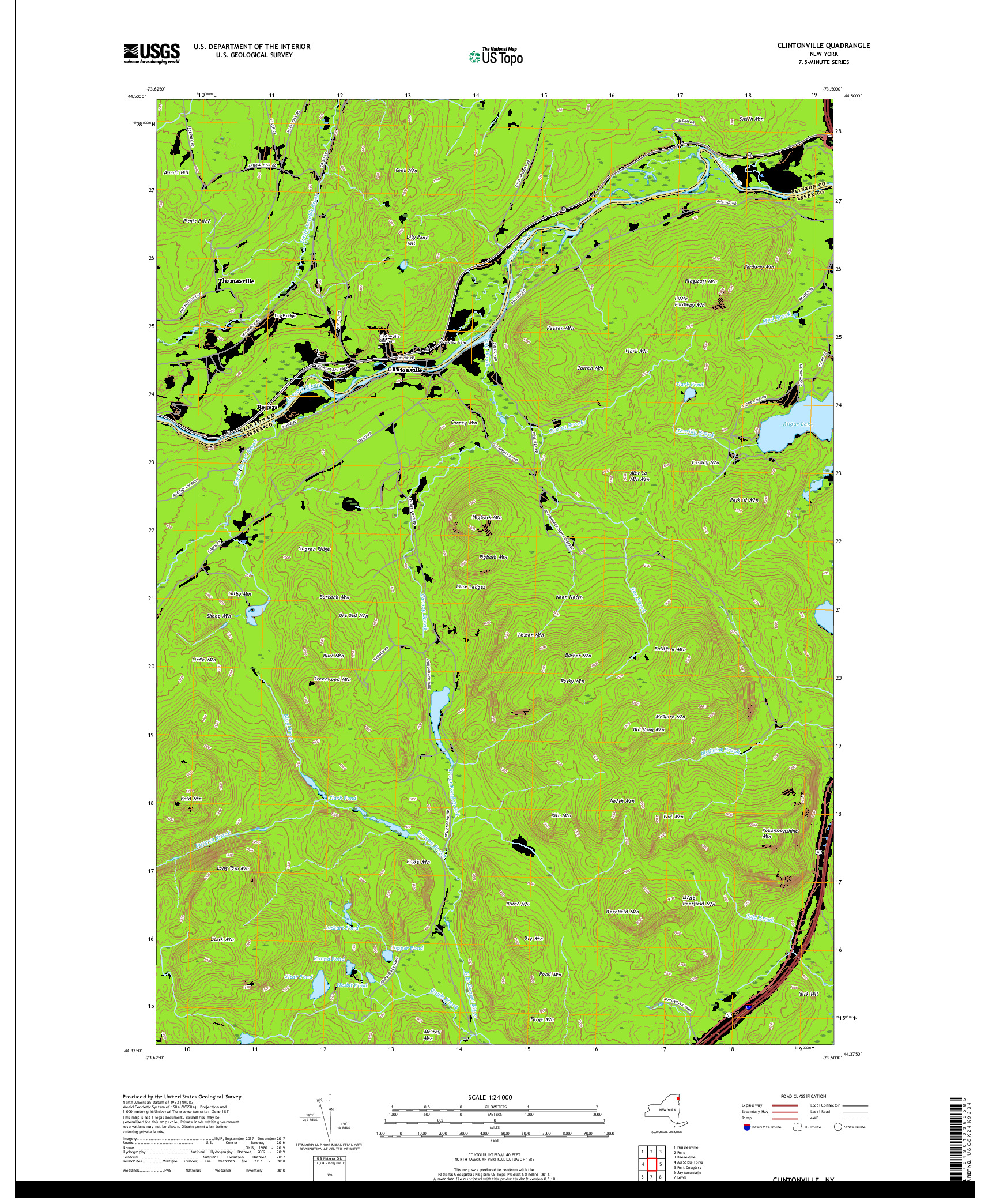 USGS US TOPO 7.5-MINUTE MAP FOR CLINTONVILLE, NY 2019