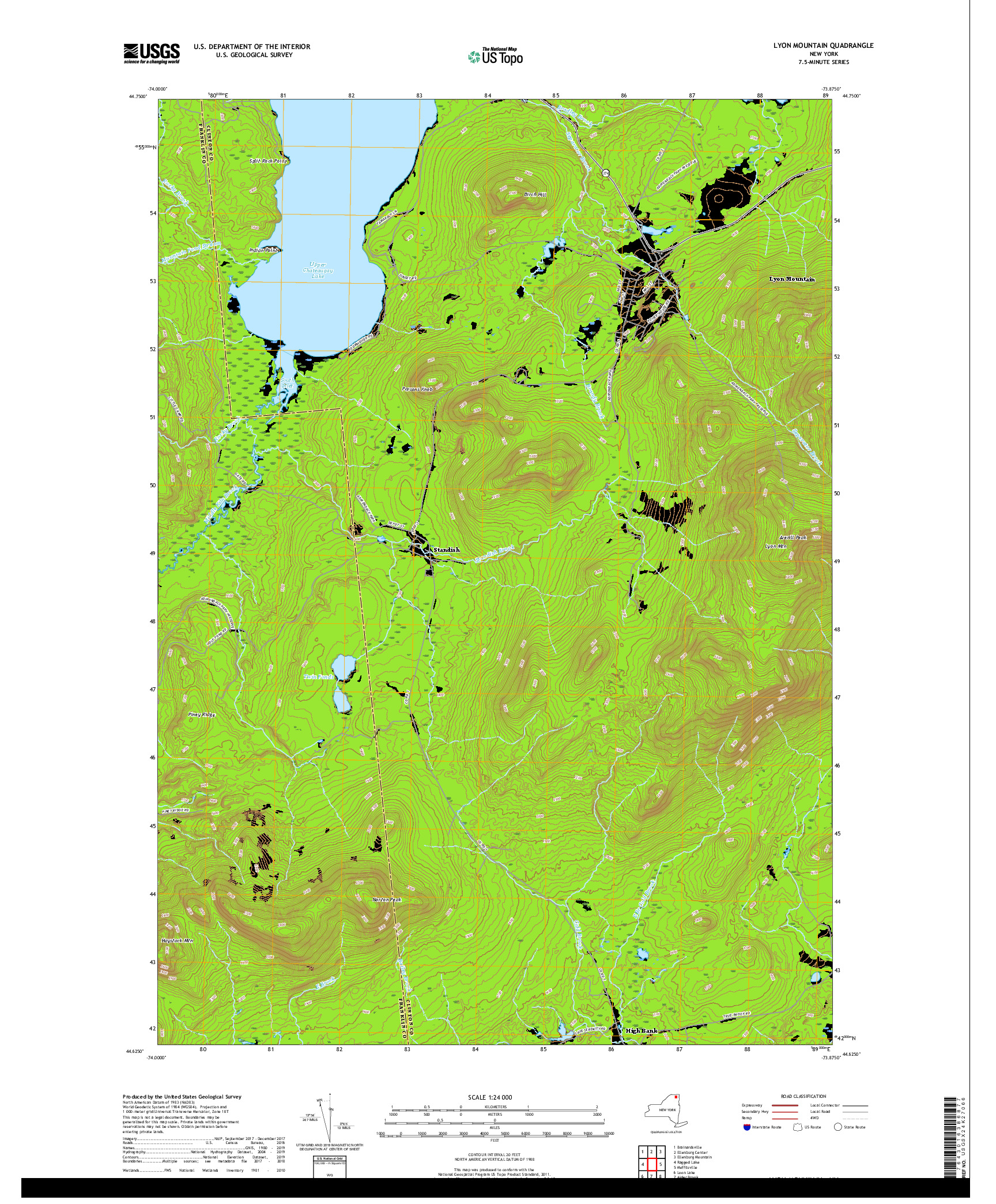USGS US TOPO 7.5-MINUTE MAP FOR LYON MOUNTAIN, NY 2019