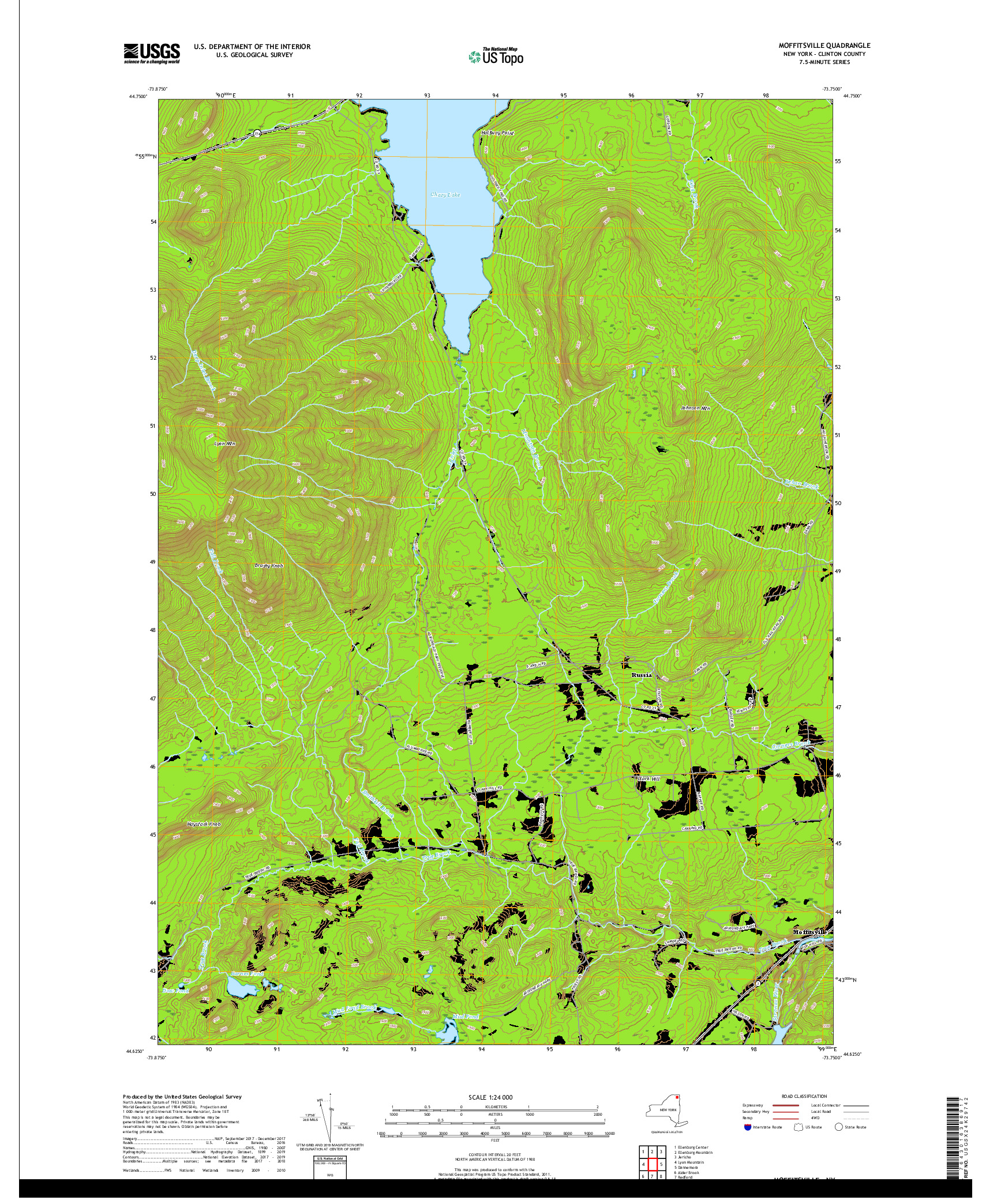 USGS US TOPO 7.5-MINUTE MAP FOR MOFFITSVILLE, NY 2019