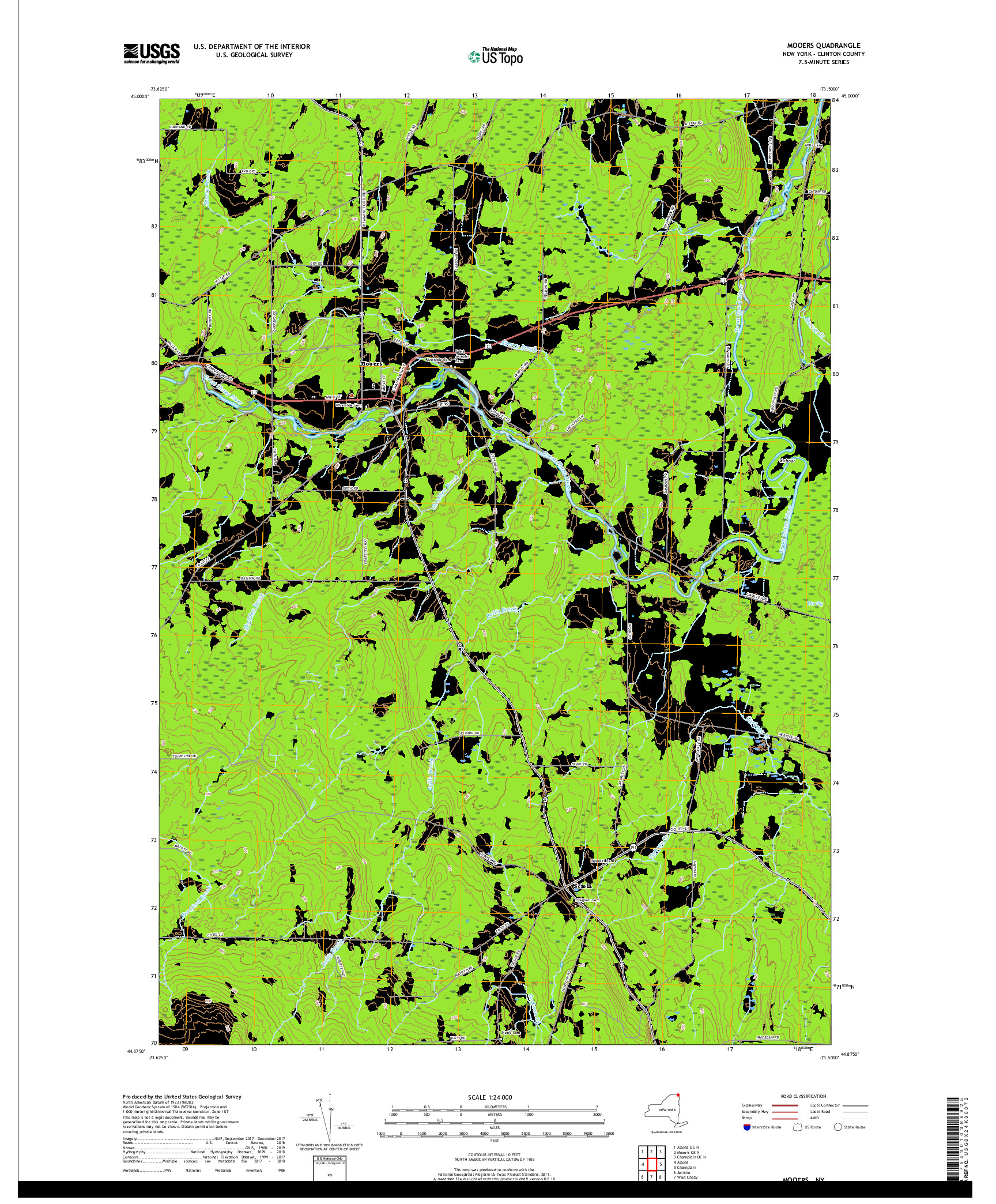 USGS US TOPO 7.5-MINUTE MAP FOR MOOERS, NY 2019