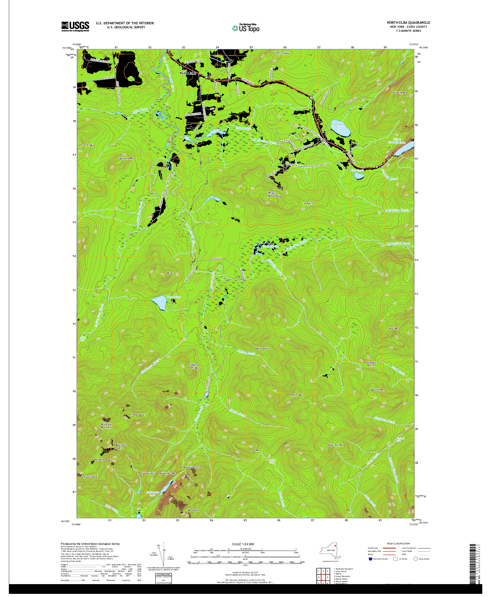 USGS US TOPO 7.5-MINUTE MAP FOR NORTH ELBA, NY 2019