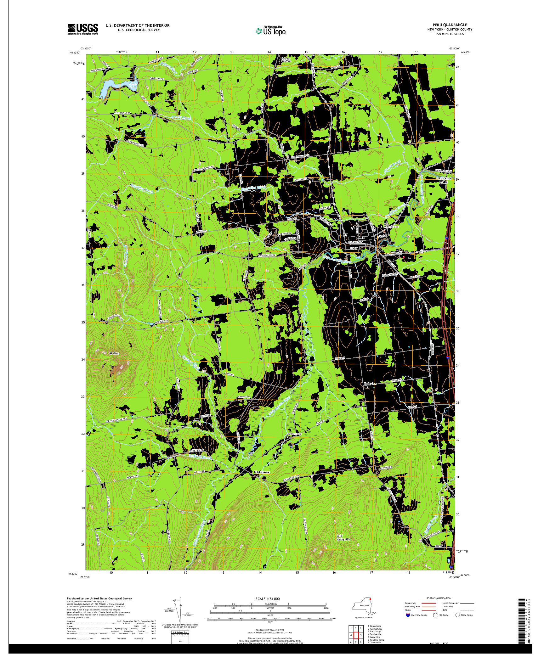 USGS US TOPO 7.5-MINUTE MAP FOR PERU, NY 2019