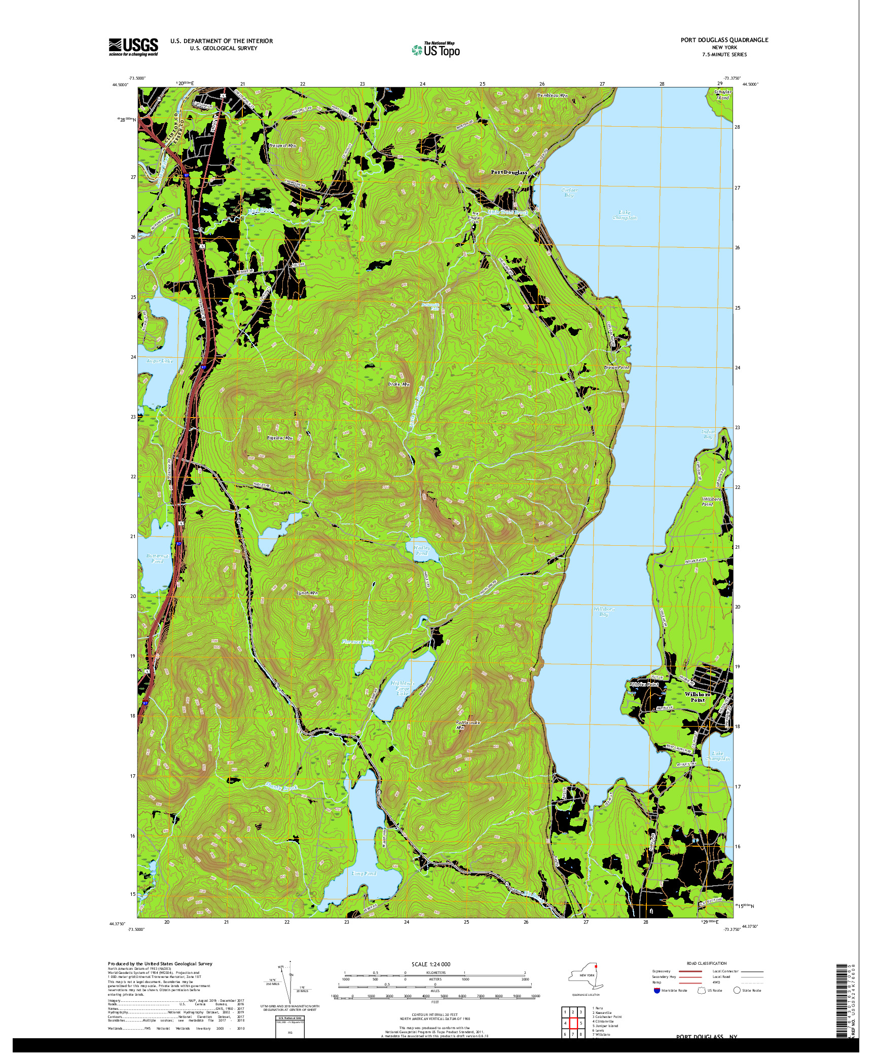 USGS US TOPO 7.5-MINUTE MAP FOR PORT DOUGLASS, NY 2019
