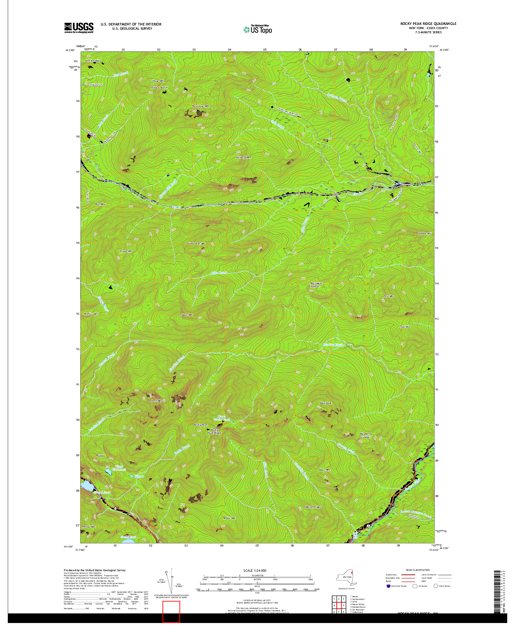 USGS US TOPO 7.5-MINUTE MAP FOR ROCKY PEAK RIDGE, NY 2019