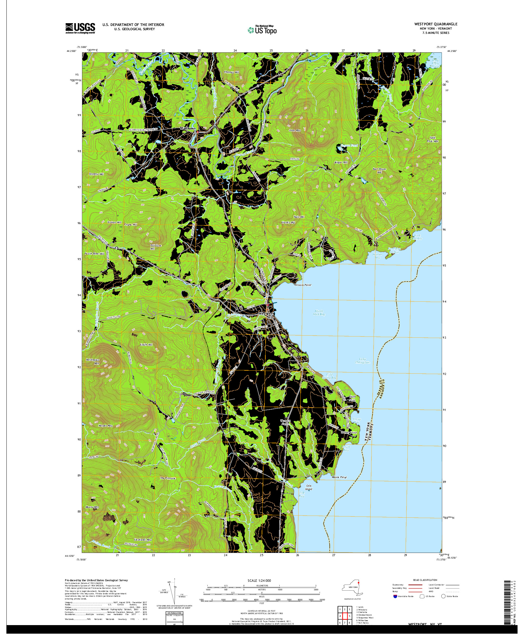 USGS US TOPO 7.5-MINUTE MAP FOR WESTPORT, NY,VT 2019