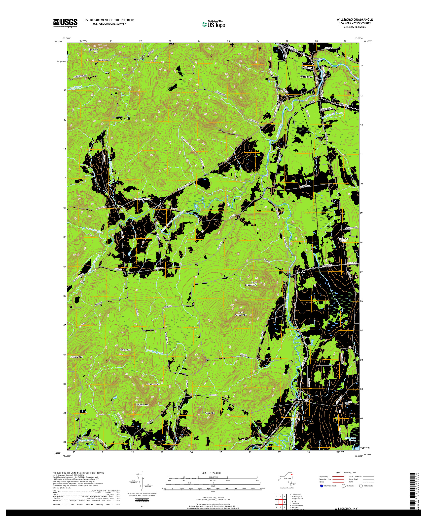 USGS US TOPO 7.5-MINUTE MAP FOR WILLSBORO, NY 2019