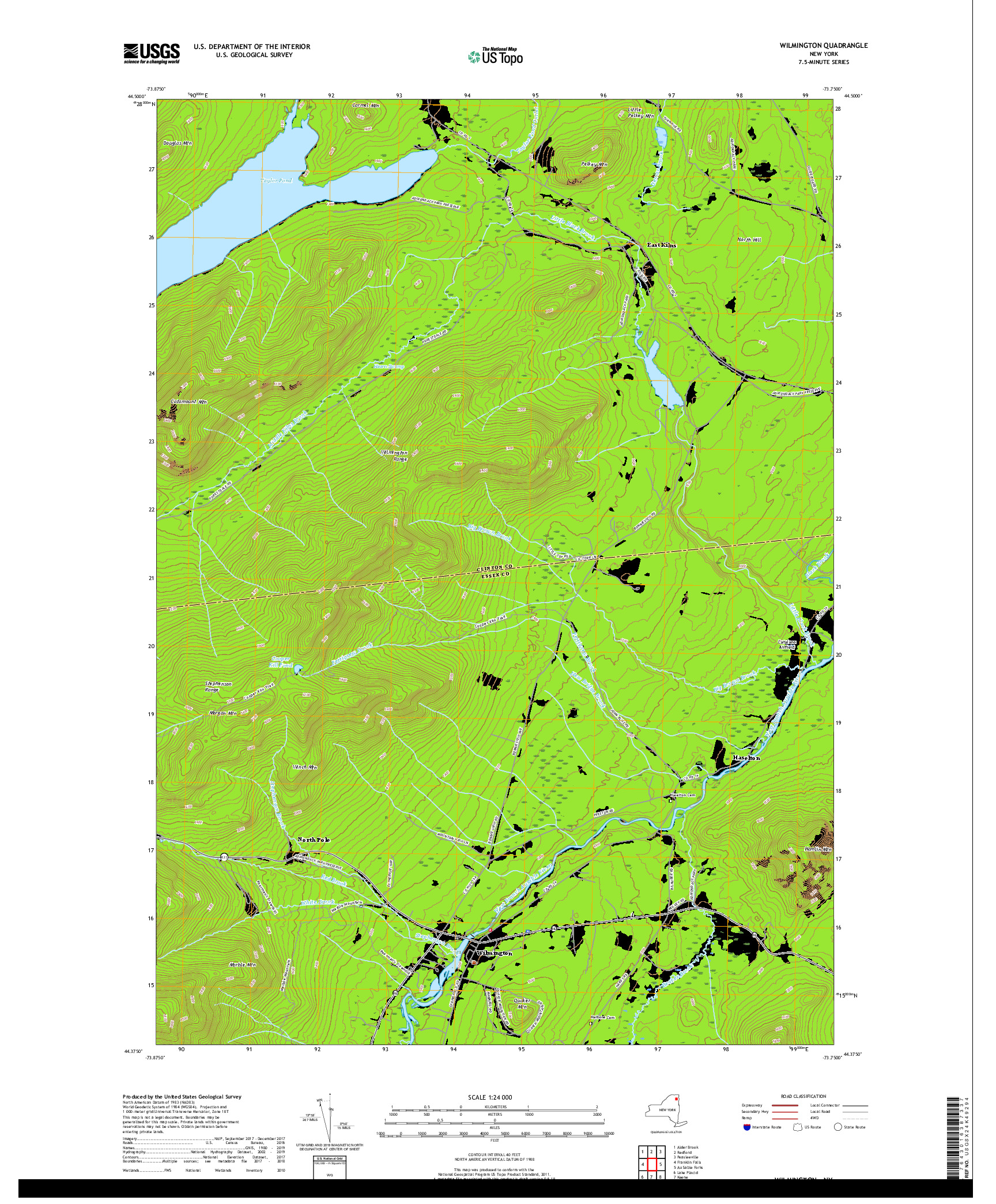 USGS US TOPO 7.5-MINUTE MAP FOR WILMINGTON, NY 2019