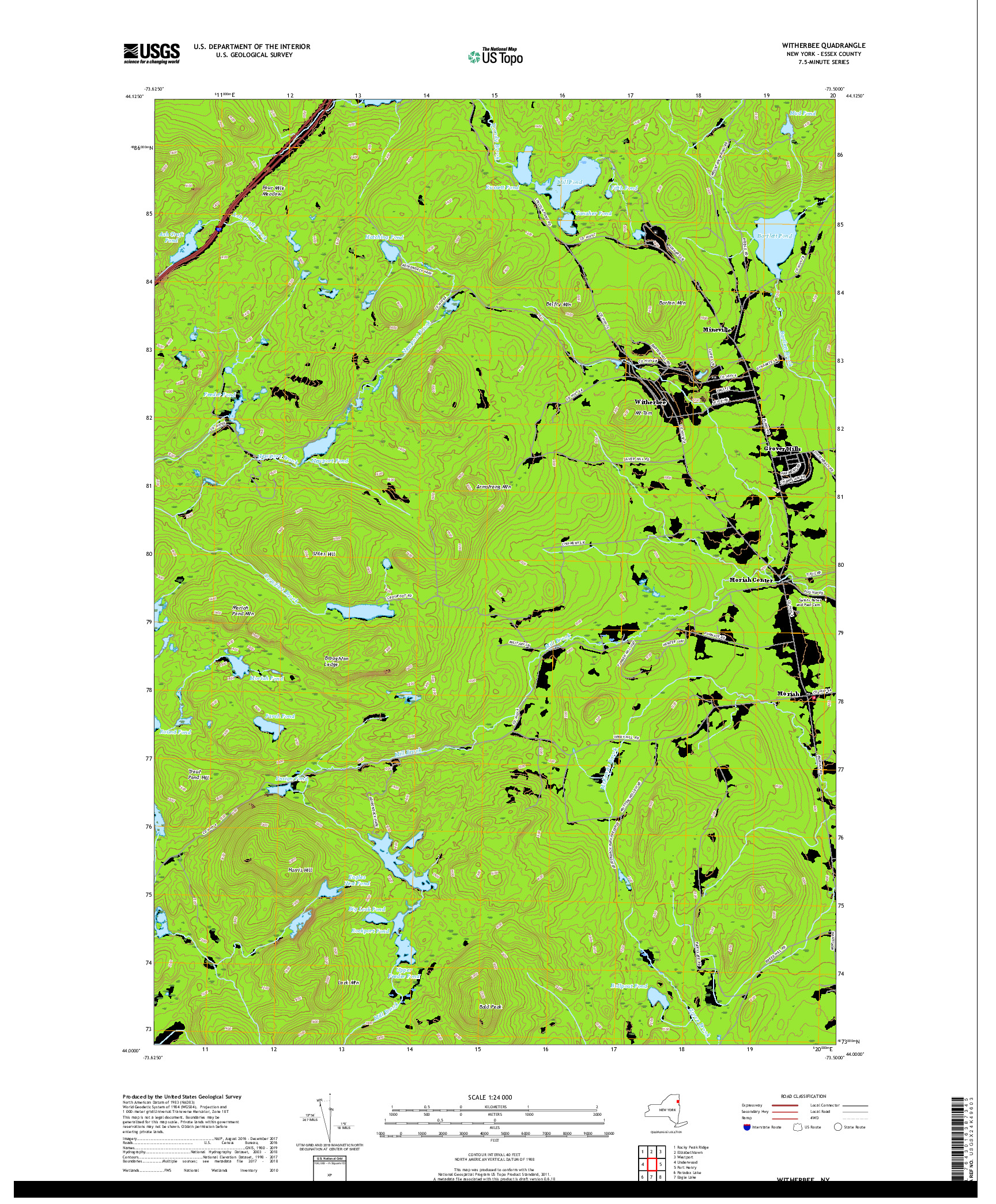 USGS US TOPO 7.5-MINUTE MAP FOR WITHERBEE, NY 2019