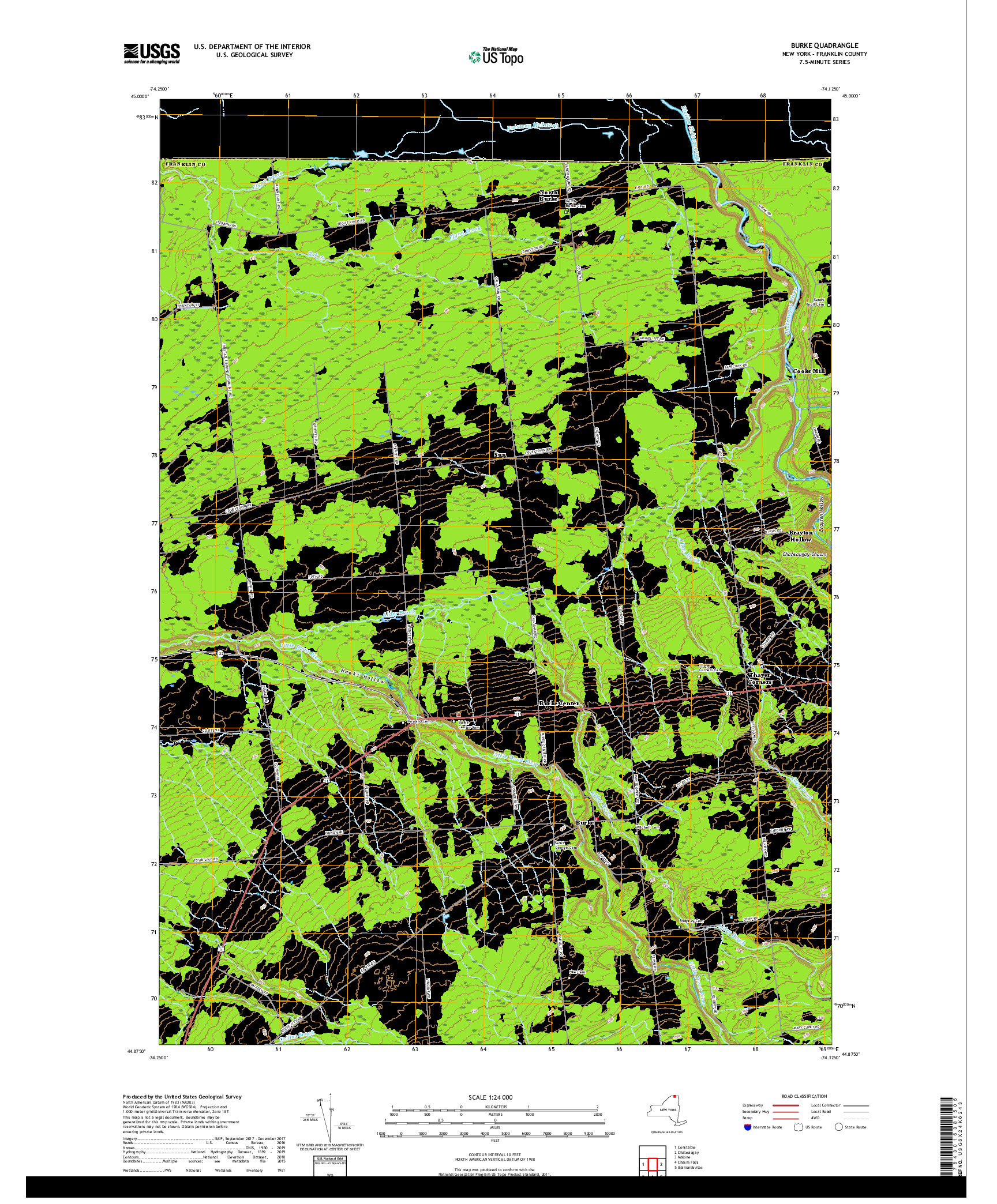 USGS US TOPO 7.5-MINUTE MAP FOR BURKE, NY,QC 2019