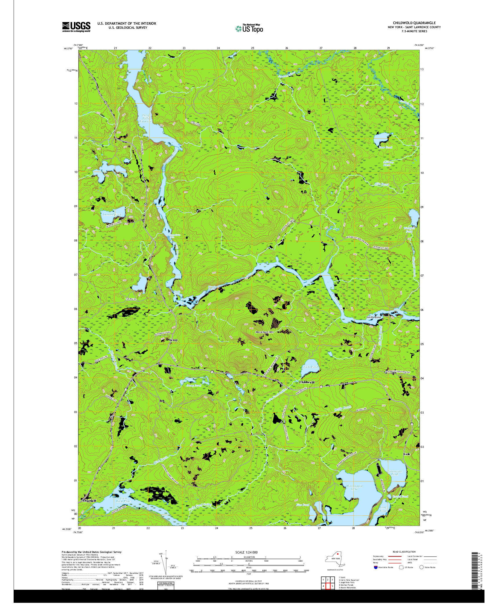 USGS US TOPO 7.5-MINUTE MAP FOR CHILDWOLD, NY 2019