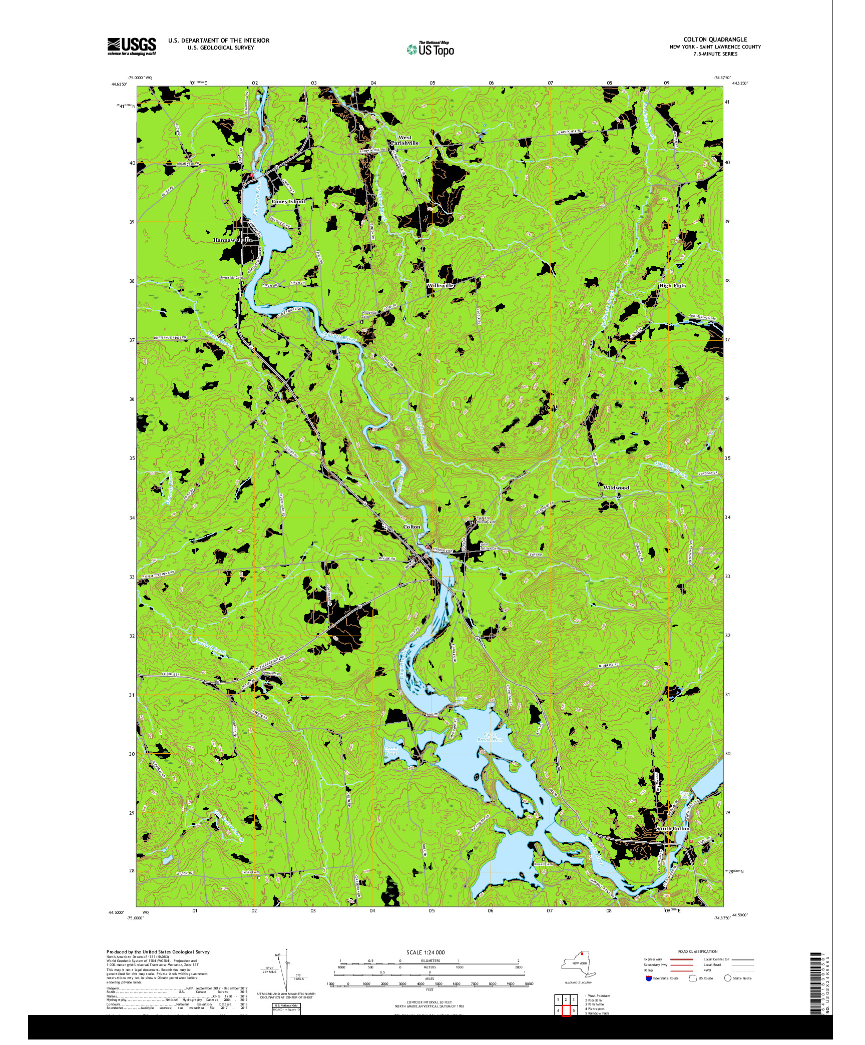 USGS US TOPO 7.5-MINUTE MAP FOR COLTON, NY 2019