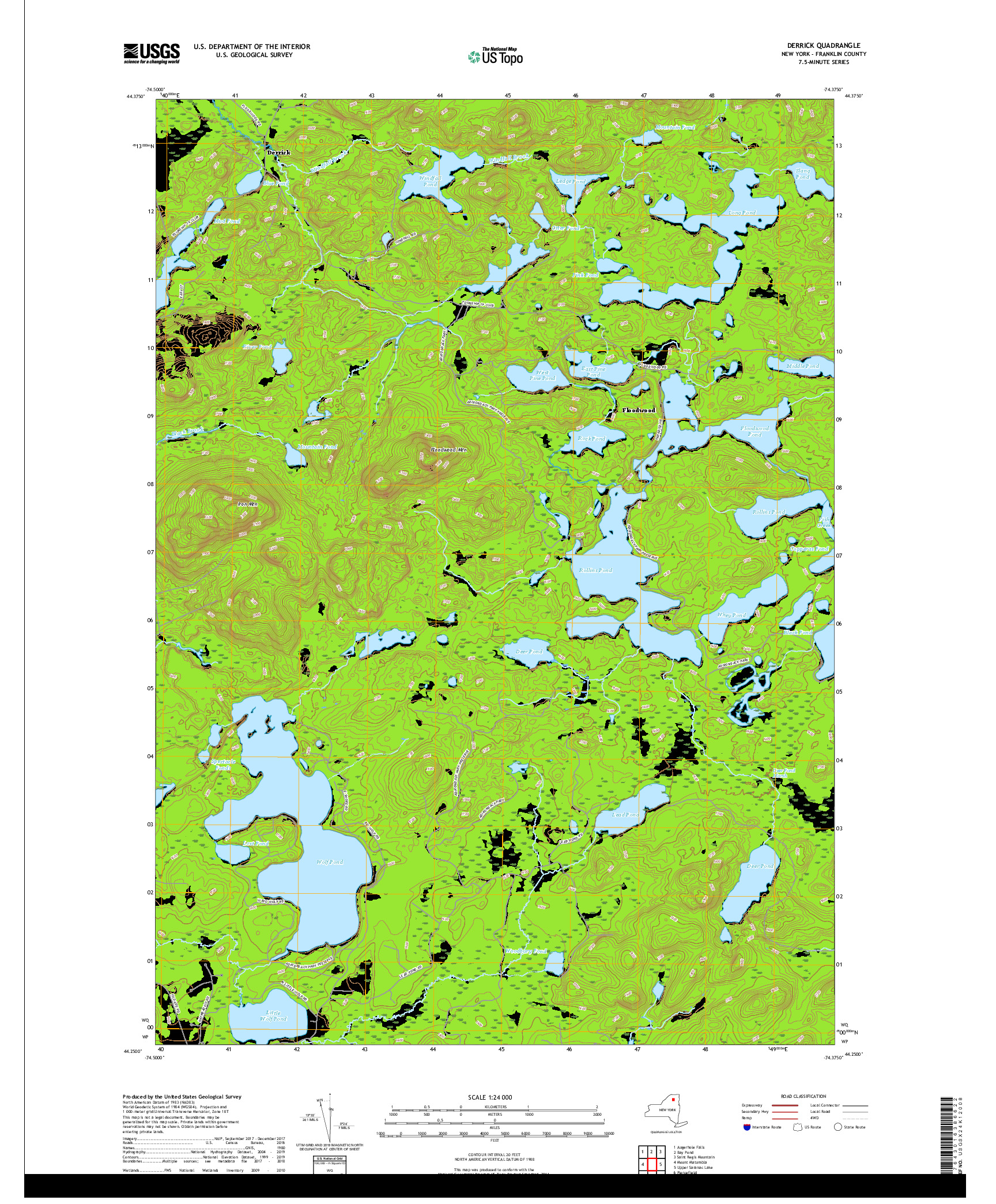 USGS US TOPO 7.5-MINUTE MAP FOR DERRICK, NY 2019