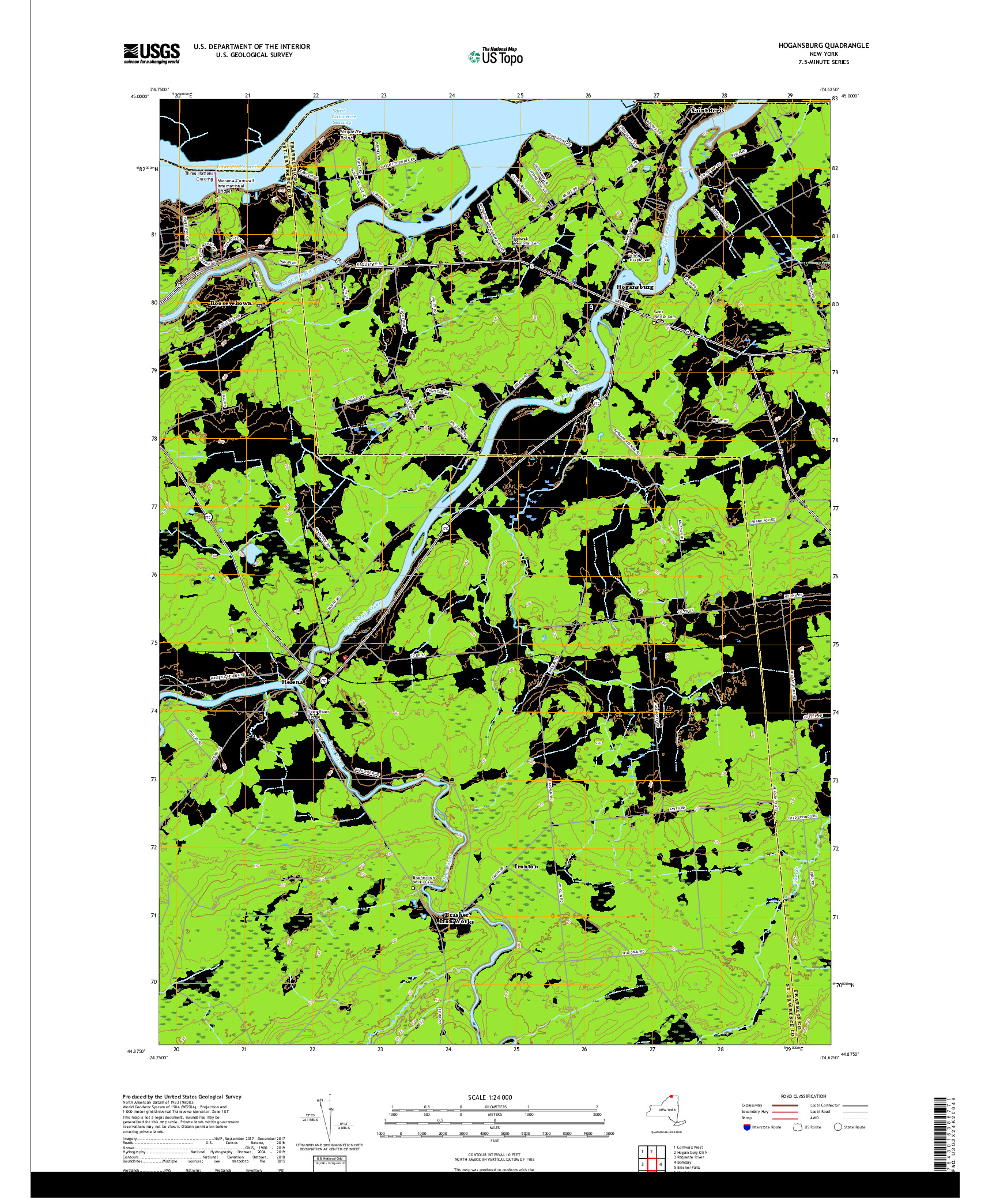 USGS US TOPO 7.5-MINUTE MAP FOR HOGANSBURG, NY 2019