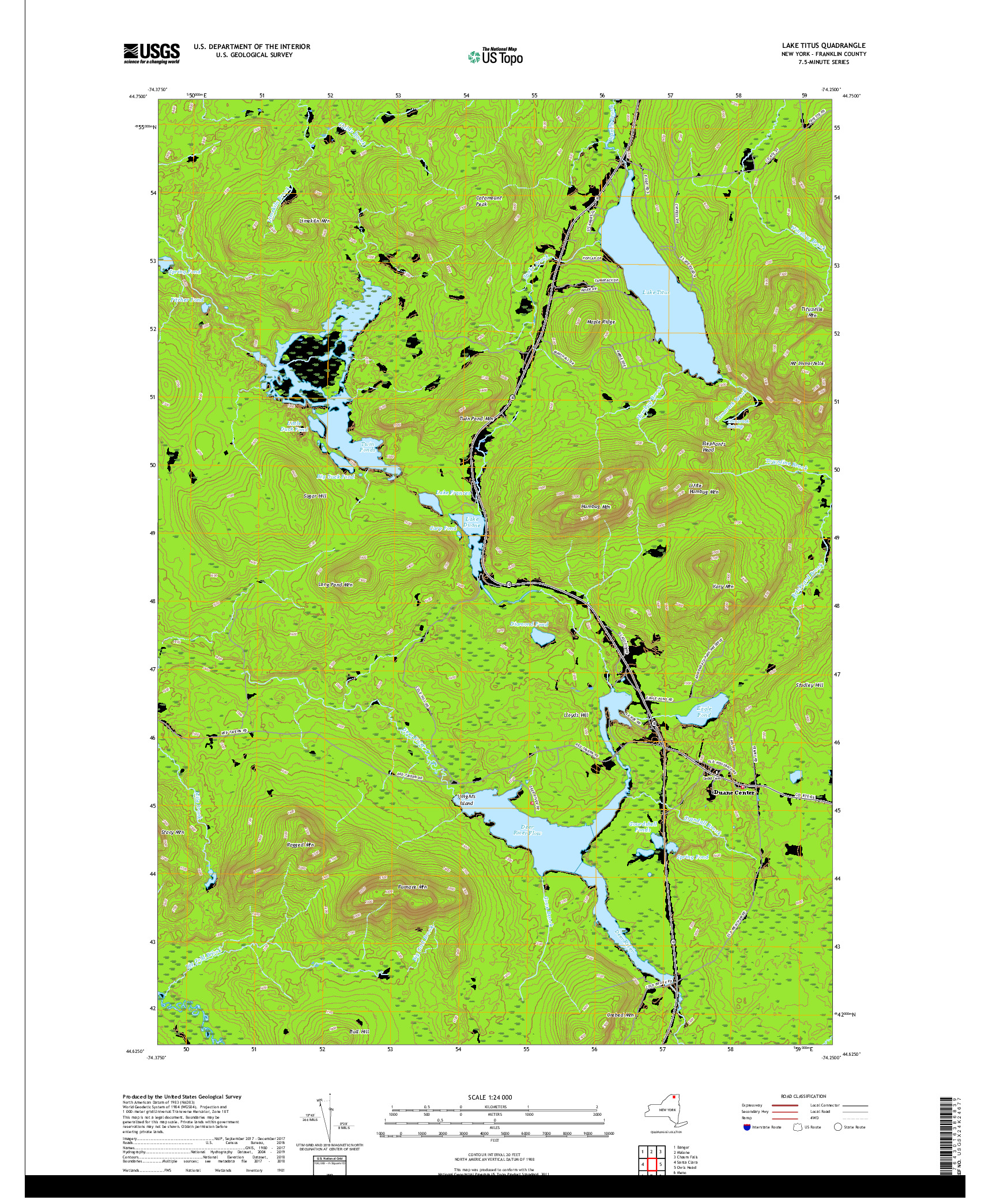 USGS US TOPO 7.5-MINUTE MAP FOR LAKE TITUS, NY 2019