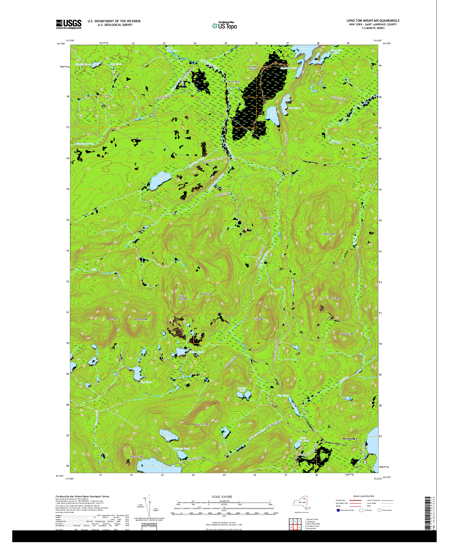 USGS US TOPO 7.5-MINUTE MAP FOR LONG TOM MOUNTAIN, NY 2019