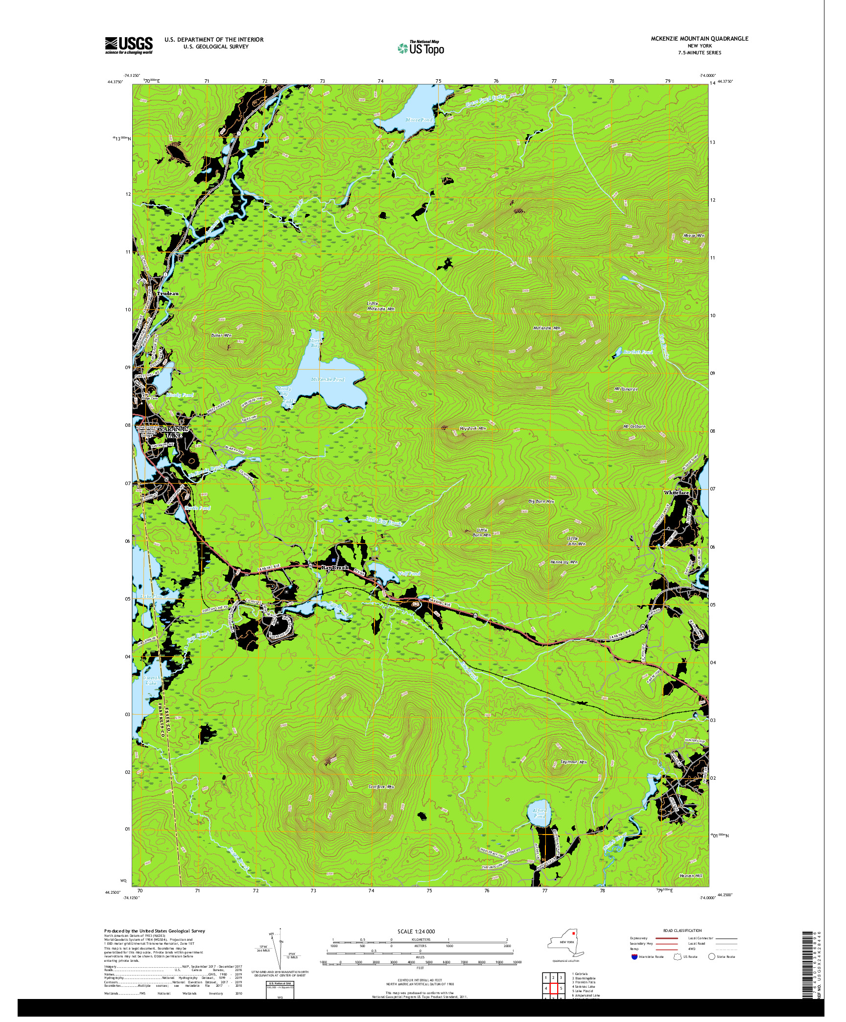 USGS US TOPO 7.5-MINUTE MAP FOR MCKENZIE MOUNTAIN, NY 2019