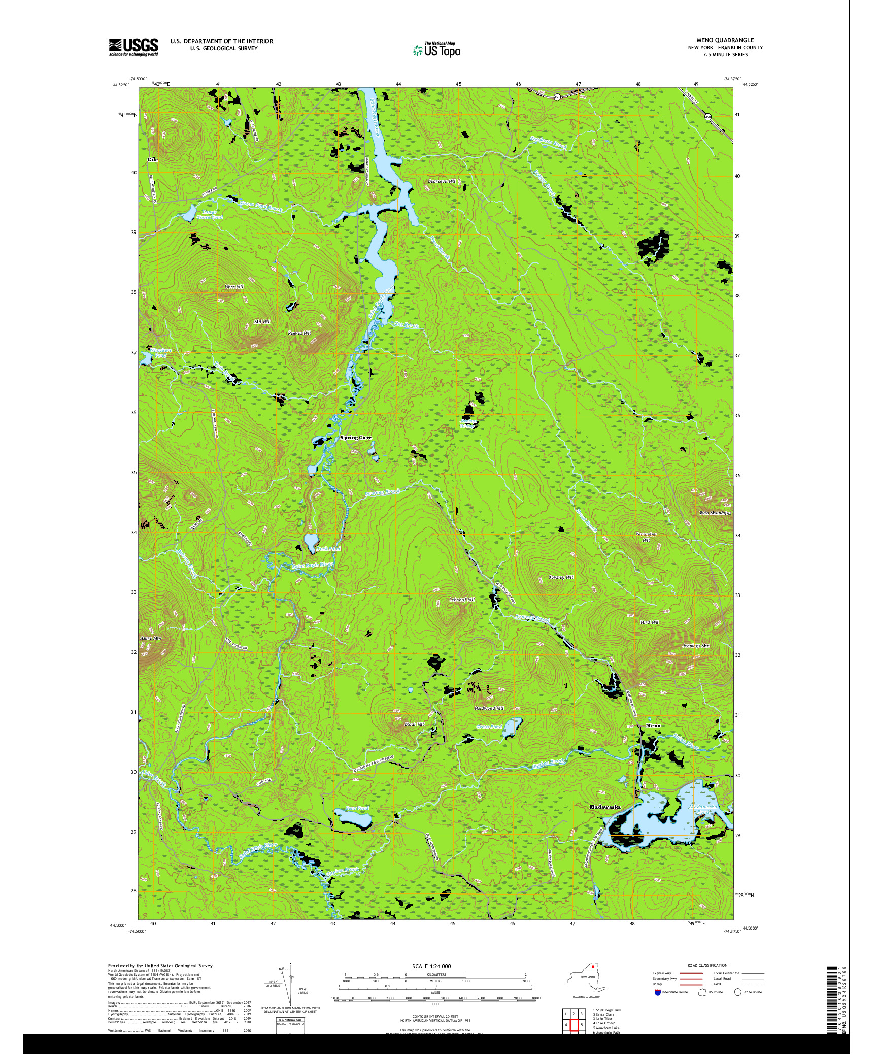 USGS US TOPO 7.5-MINUTE MAP FOR MENO, NY 2019