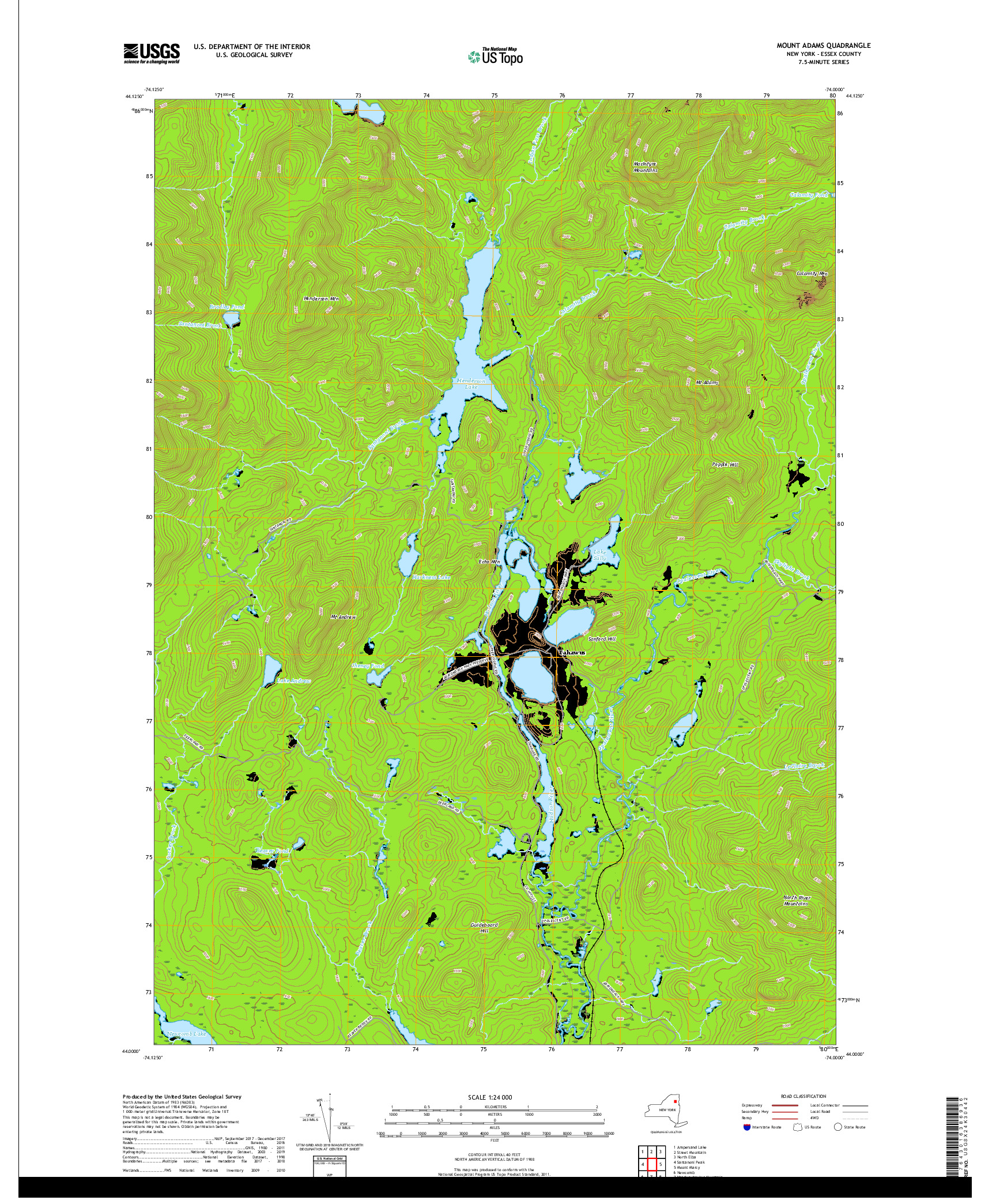 USGS US TOPO 7.5-MINUTE MAP FOR MOUNT ADAMS, NY 2019