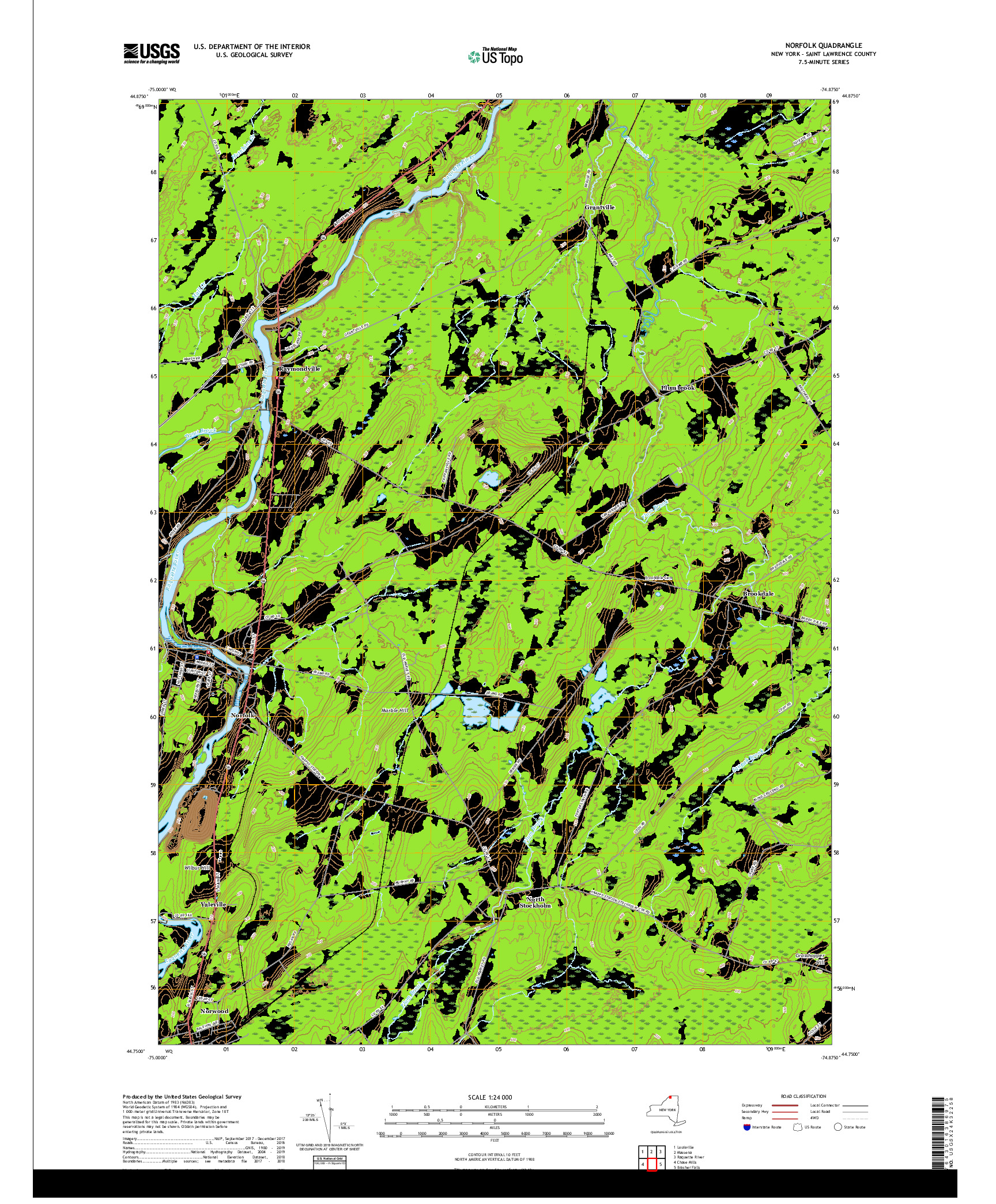 USGS US TOPO 7.5-MINUTE MAP FOR NORFOLK, NY 2019