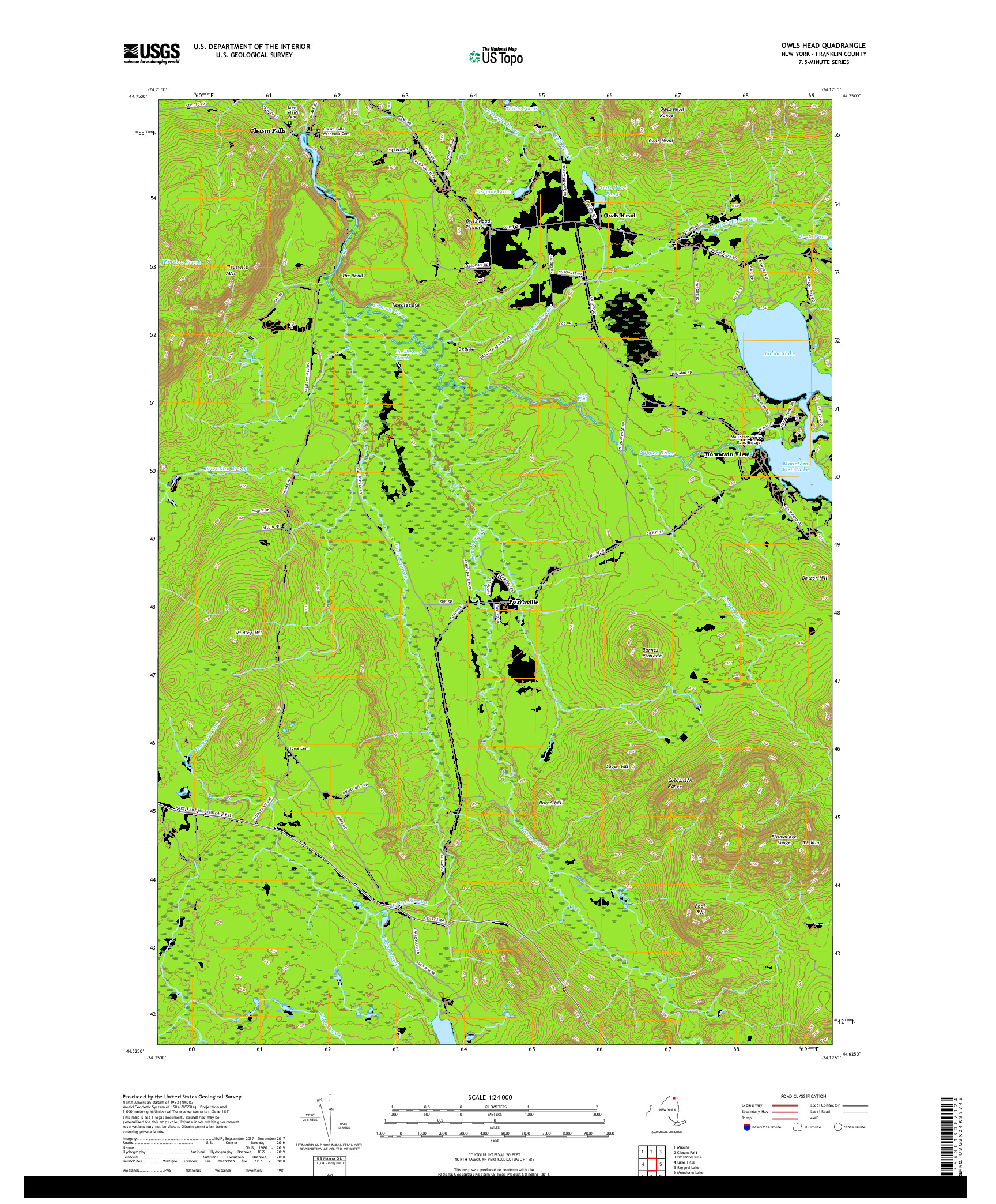 USGS US TOPO 7.5-MINUTE MAP FOR OWLS HEAD, NY 2019