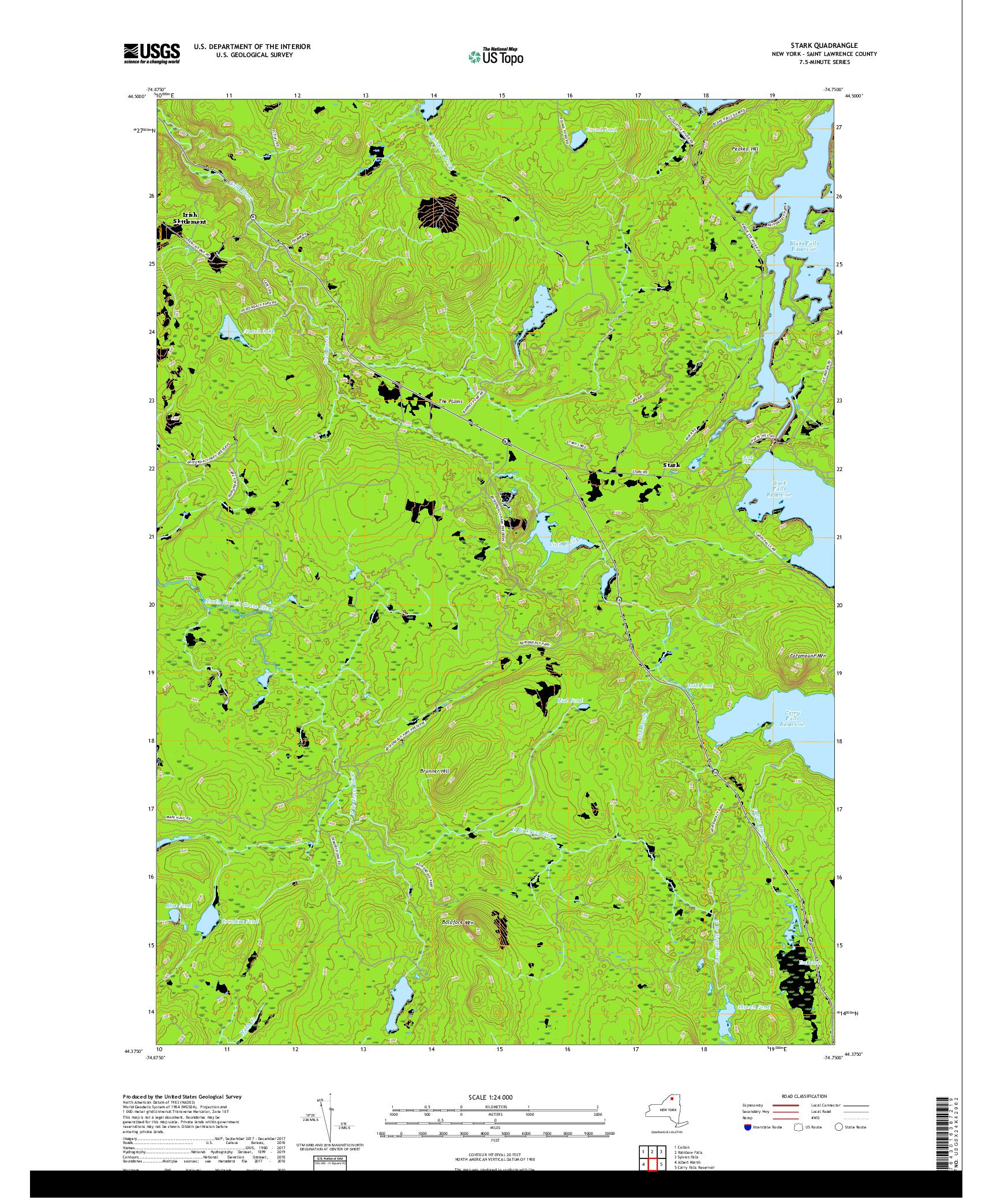 USGS US TOPO 7.5-MINUTE MAP FOR STARK, NY 2019